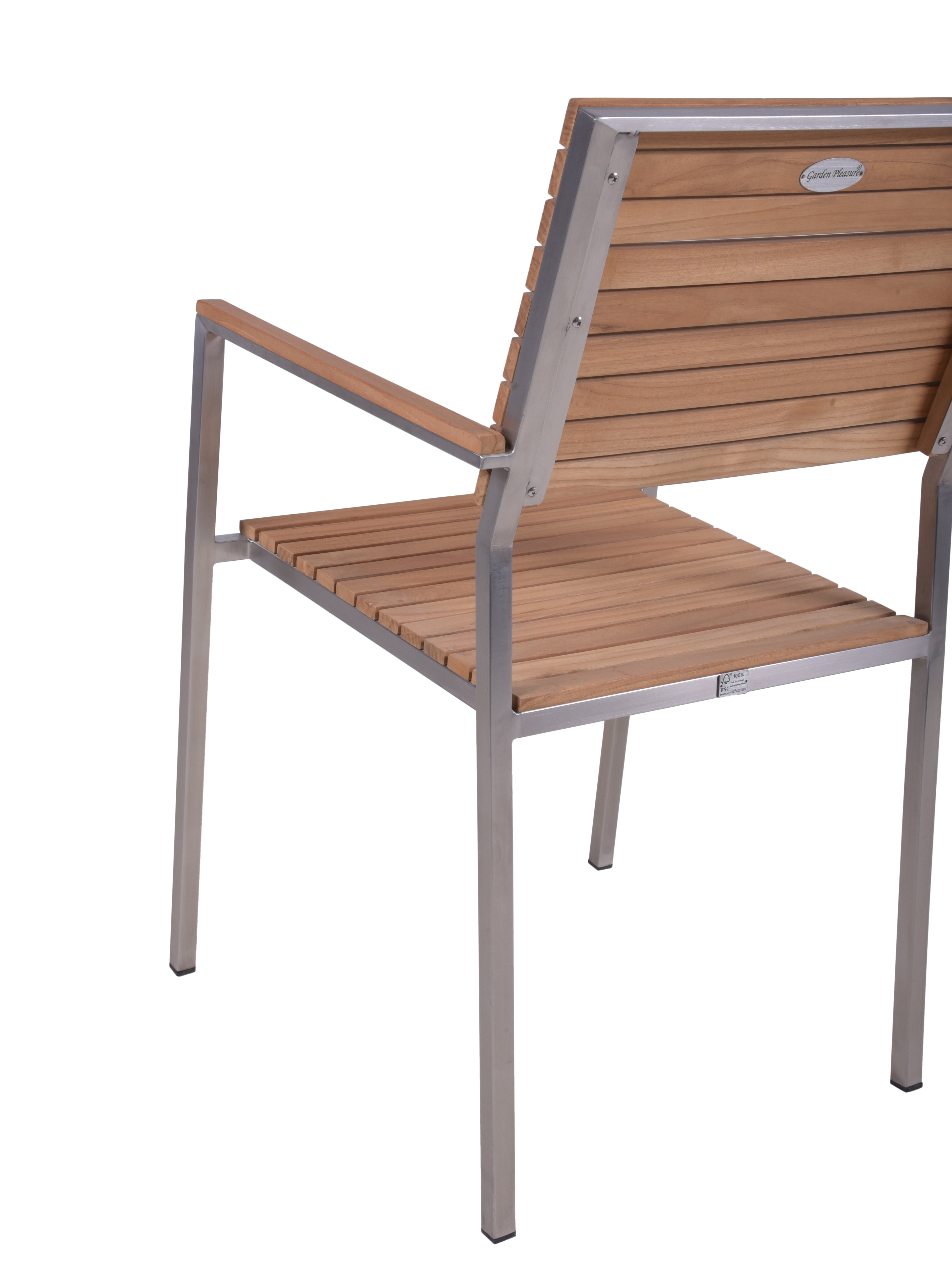 4er Set Stapelstuhl DENVER Gartenstuhl Edelstahl Teakholz FSC stapelbar Garden Pleasure