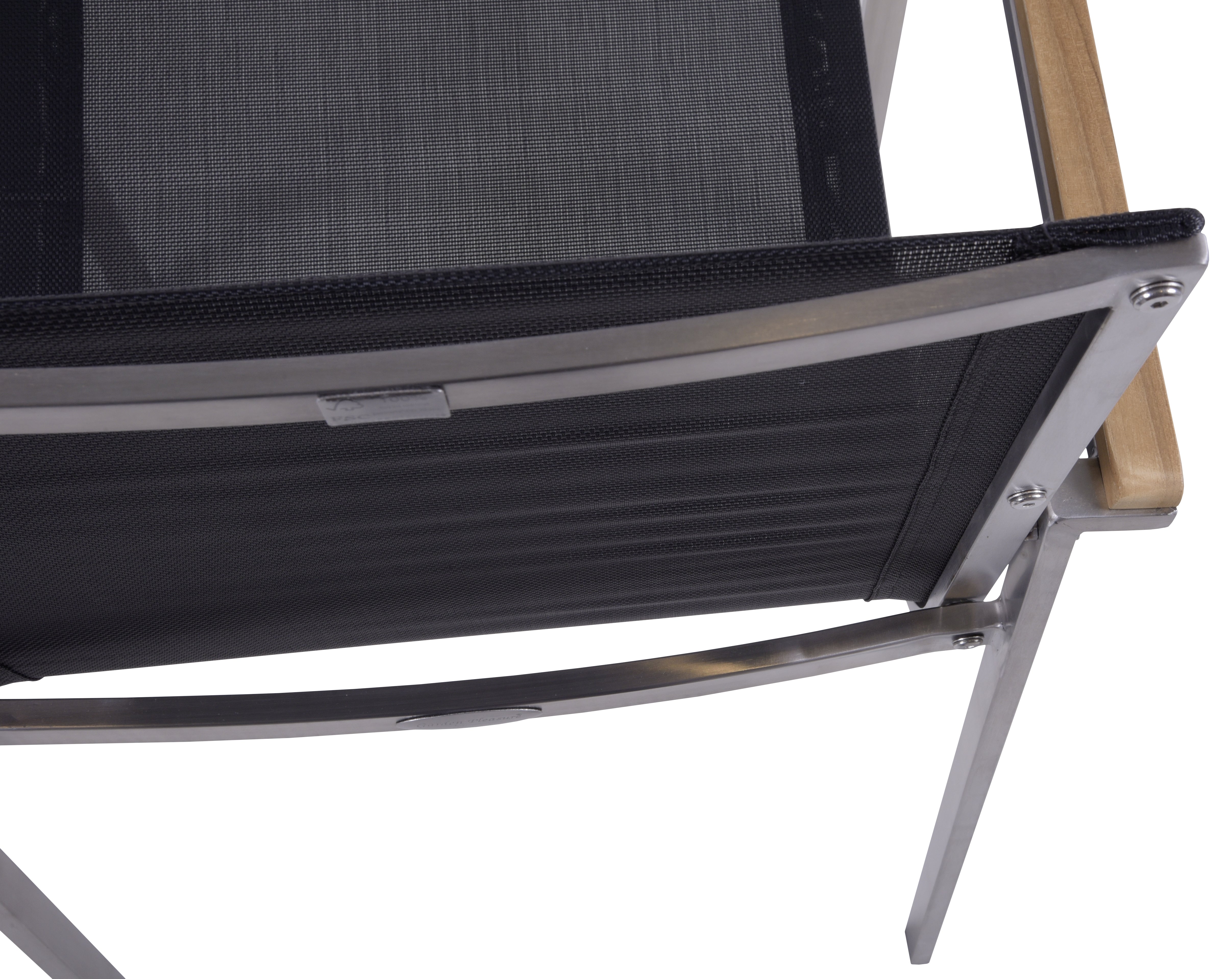 2er Set Stapelstuhl DENVER Gartenstuhl Textilene Edelstahl Teak Armlehnen Garden Pleasure