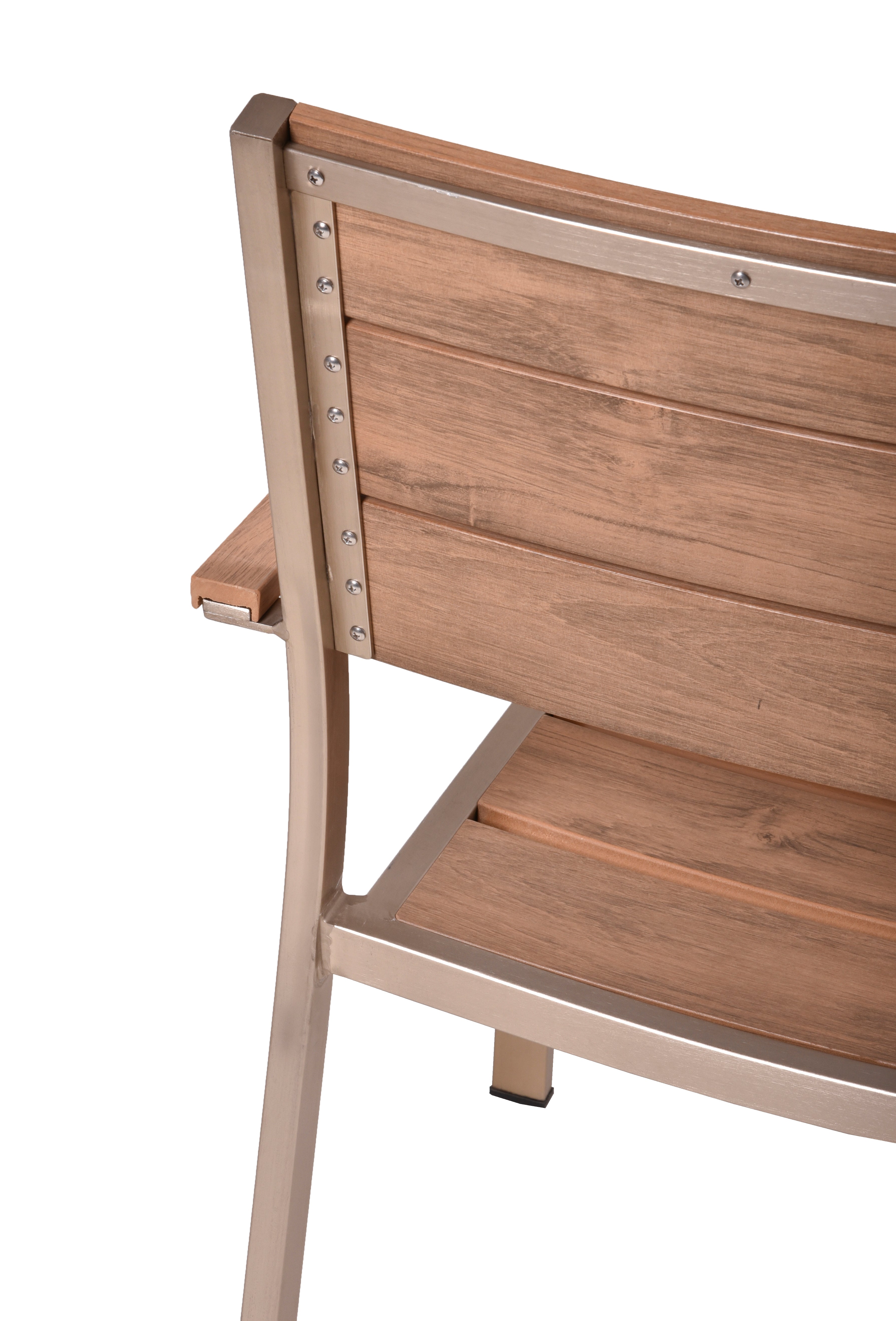 2er Set Stapelstuhl FLORENCE Gartenstuhl Aluminium Nonwood Teak-Optik stapelbar Garden Pleasure