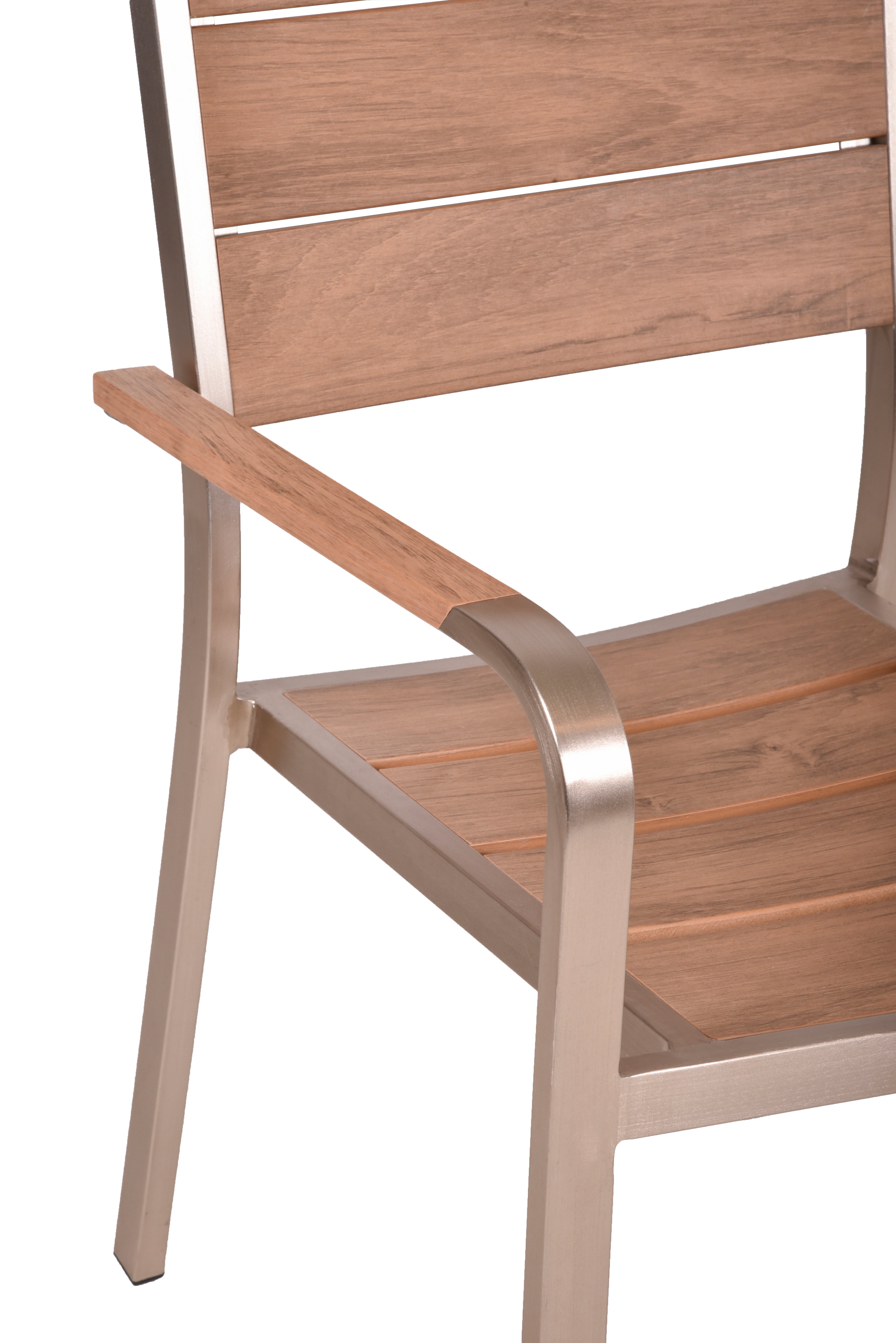 4er Set Stapelstuhl FLORENCE Gartenstuhl Aluminium Nonwood Teak-Optik stapelbar Garden Pleasure