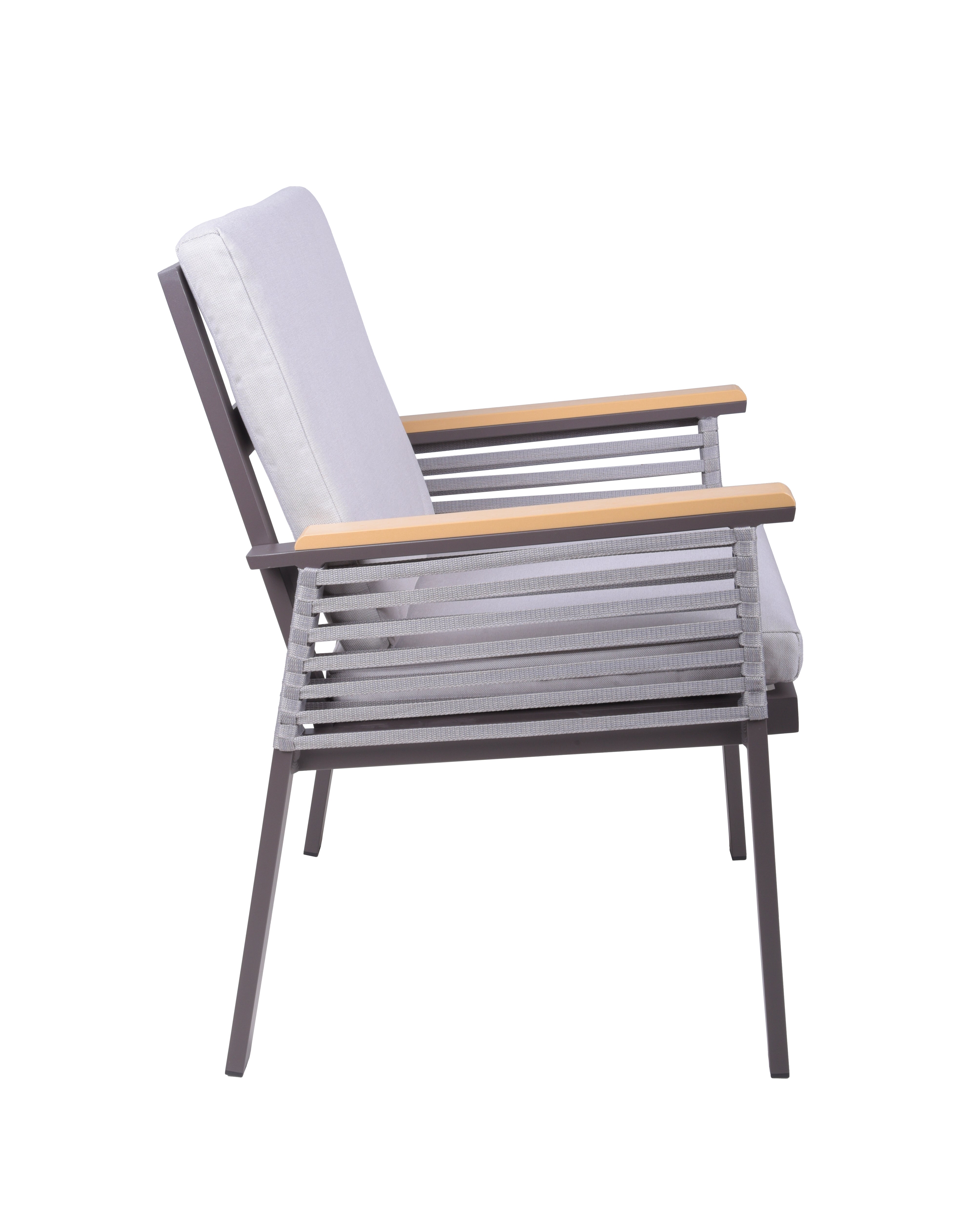 2er Set Stuhl DENIA Gartenstuhl Sessel Aluminium Seilbespannung beige Garden Pleasure