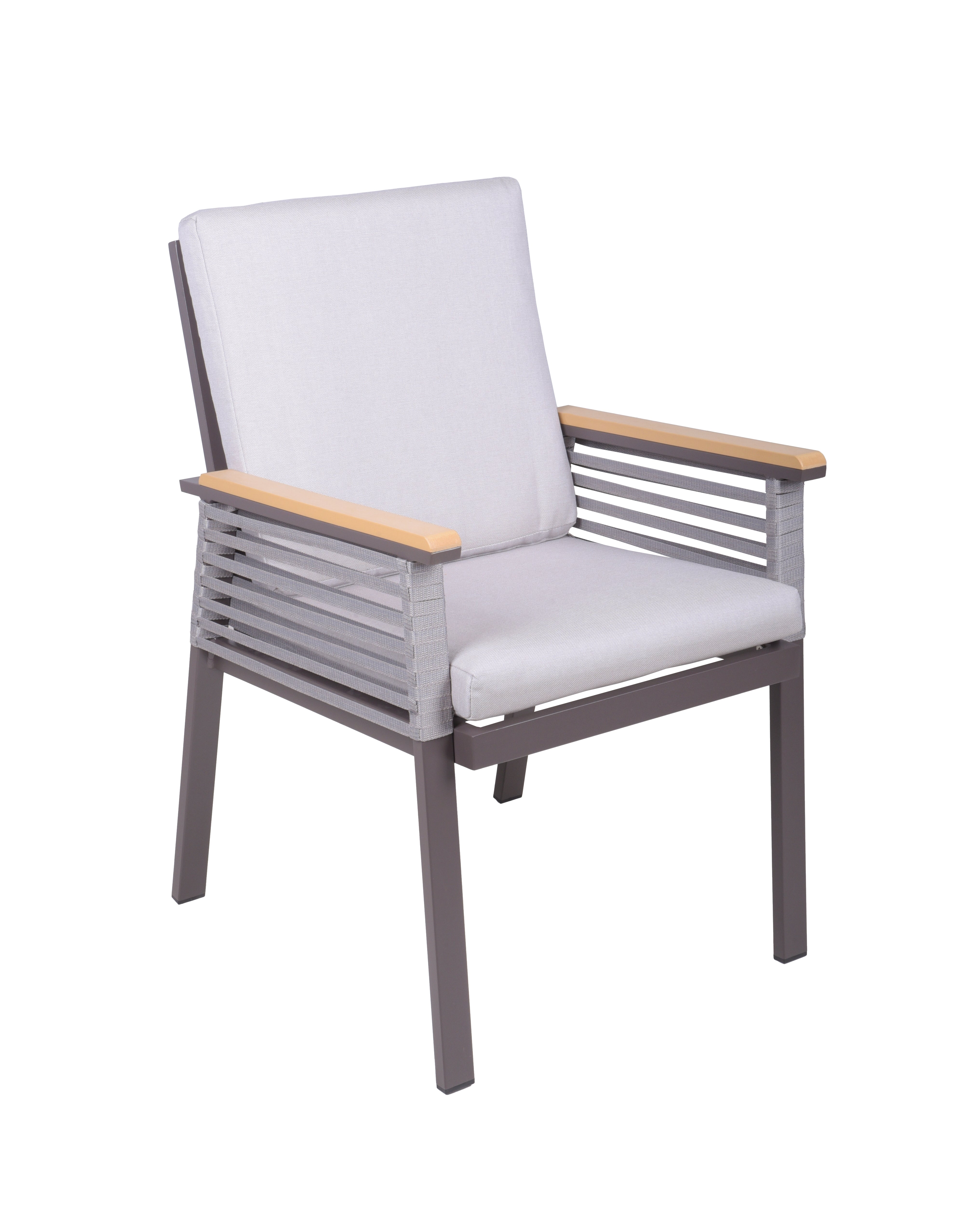 2er Set Stuhl DENIA Gartenstuhl Sessel Aluminium Seilbespannung beige Garden Pleasure
