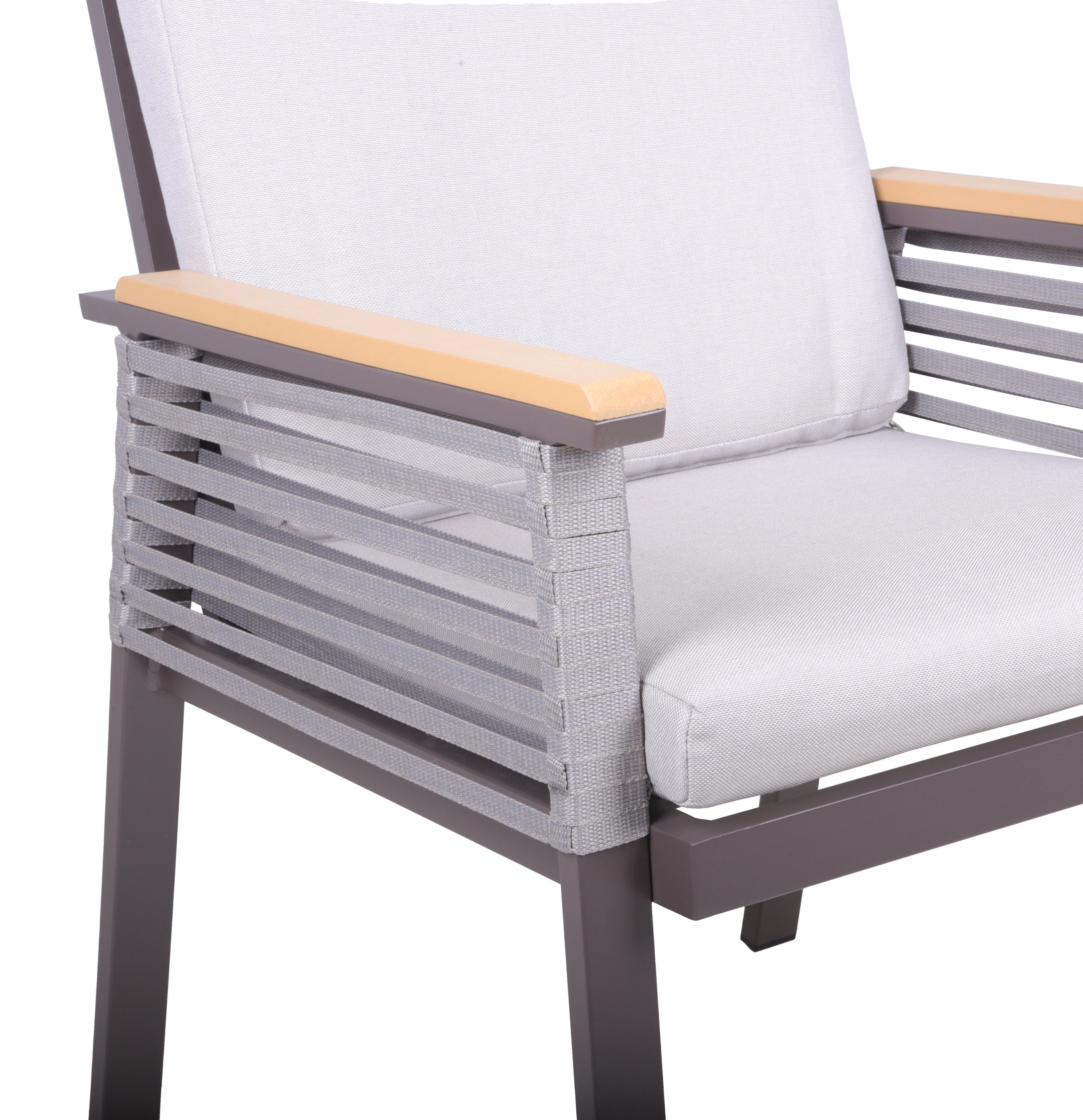 2er Set Stuhl DENIA Gartenstuhl Sessel Aluminium Seilbespannung beige Garden Pleasure