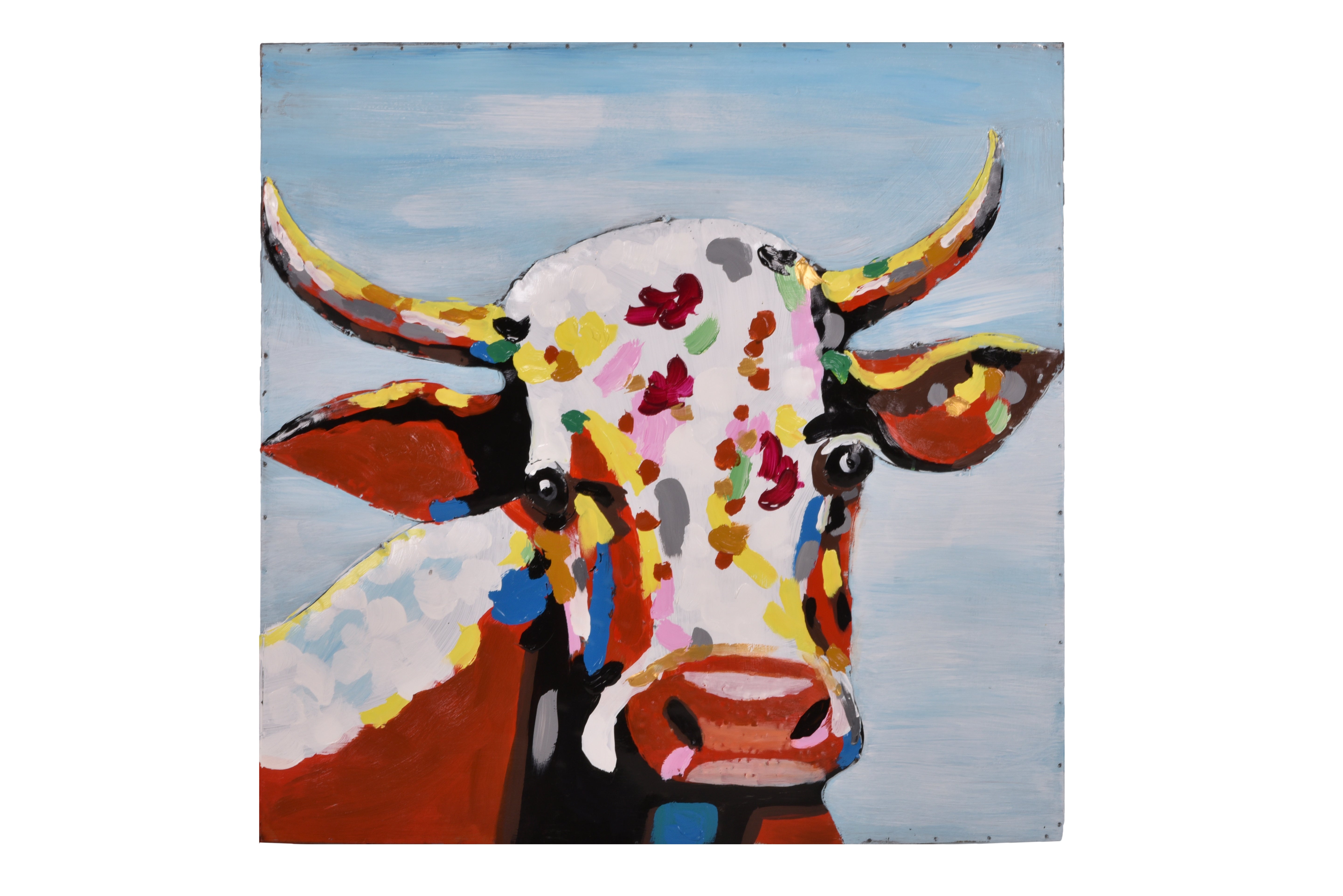 3D Metallbild Kuh Wanddekoration Metall-Wandbild 3D-Kunst bunt Interia Home & Living