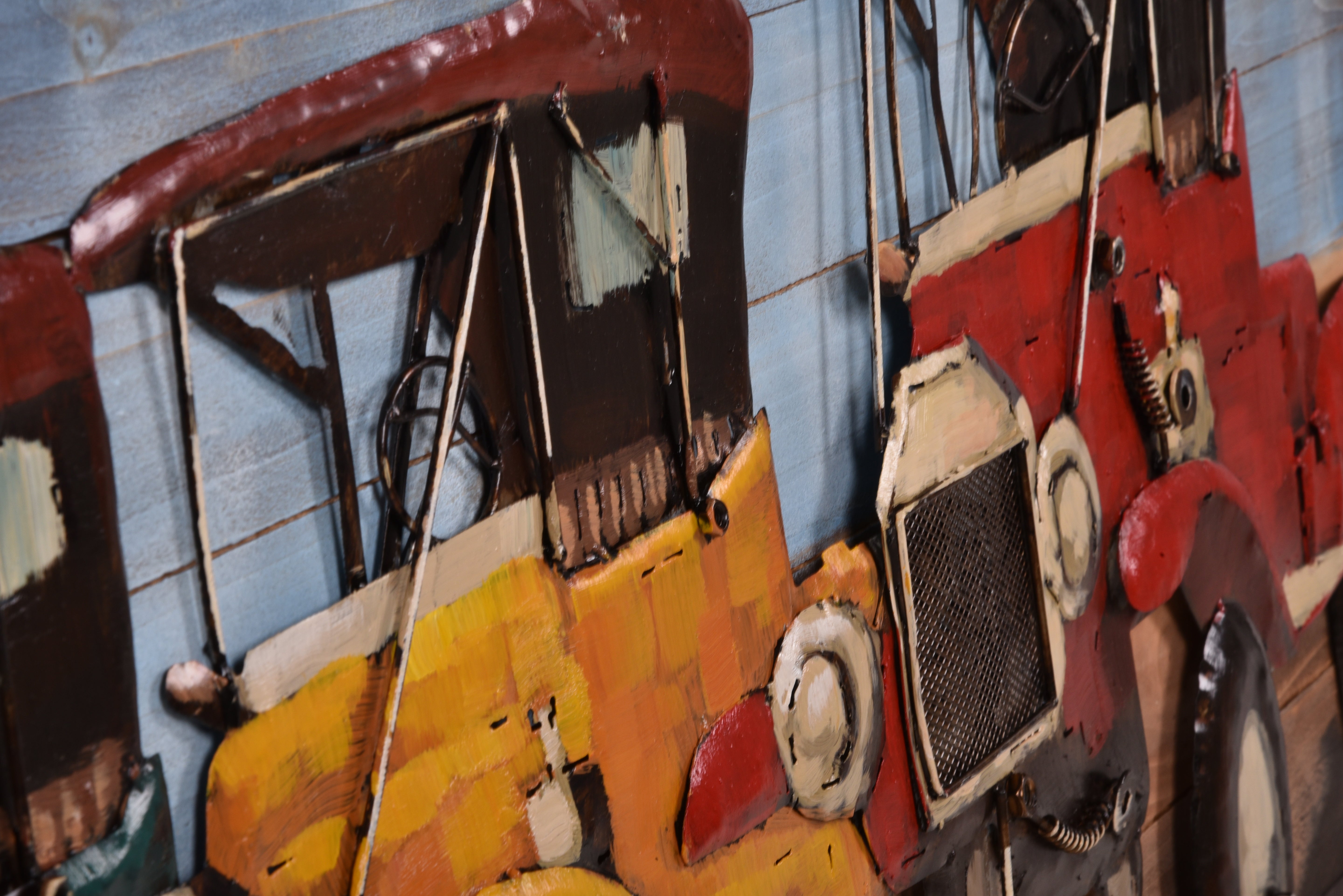 3D Metallbild Oldtimer Wandbild Auto Metall-Deko 3D-Wandkunst bunt Interia Home & Living