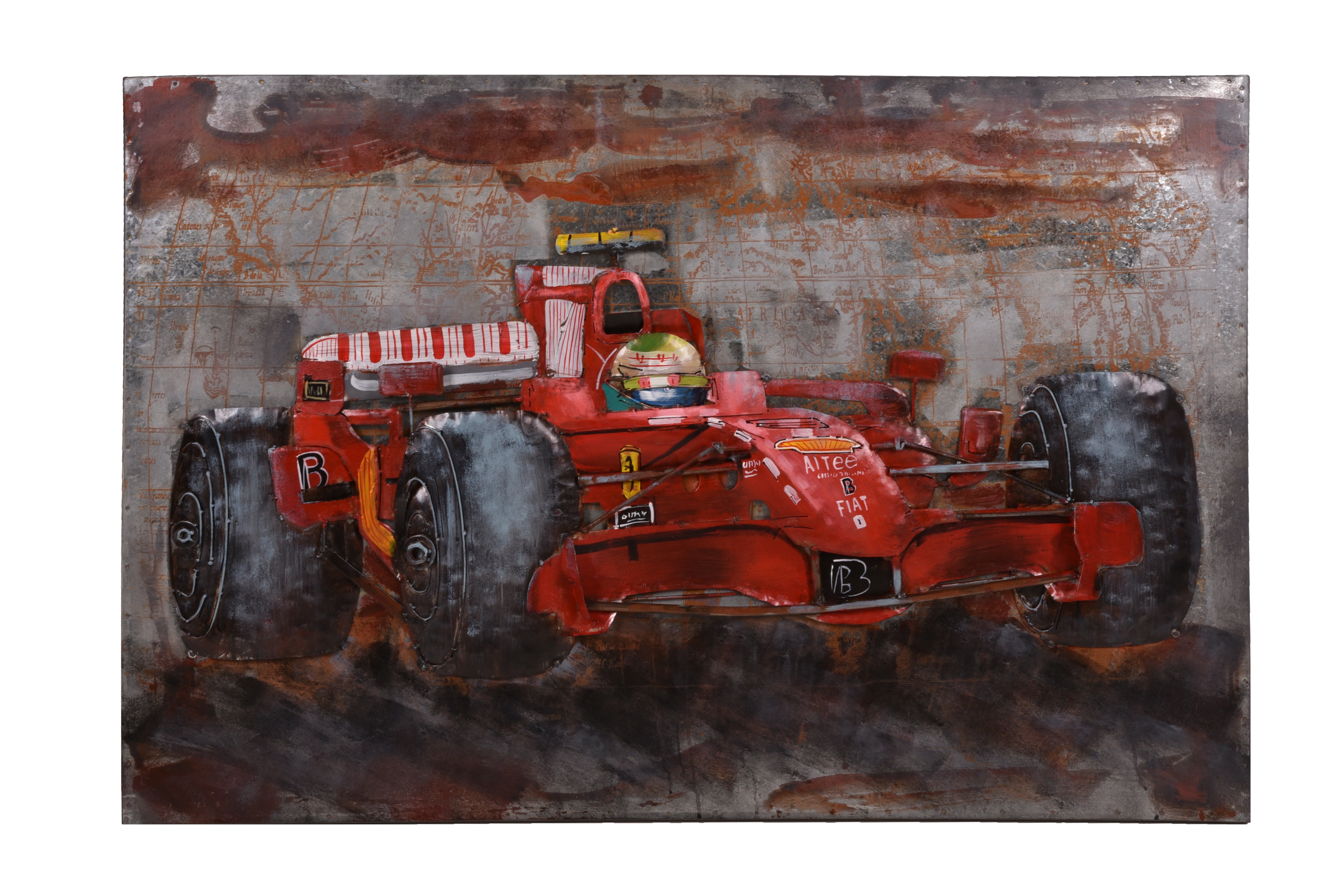 3D Metallbild Rennwagen Wandbild Motorsport-Deko 3D-Wandkunst bunt Interia Home & Living
