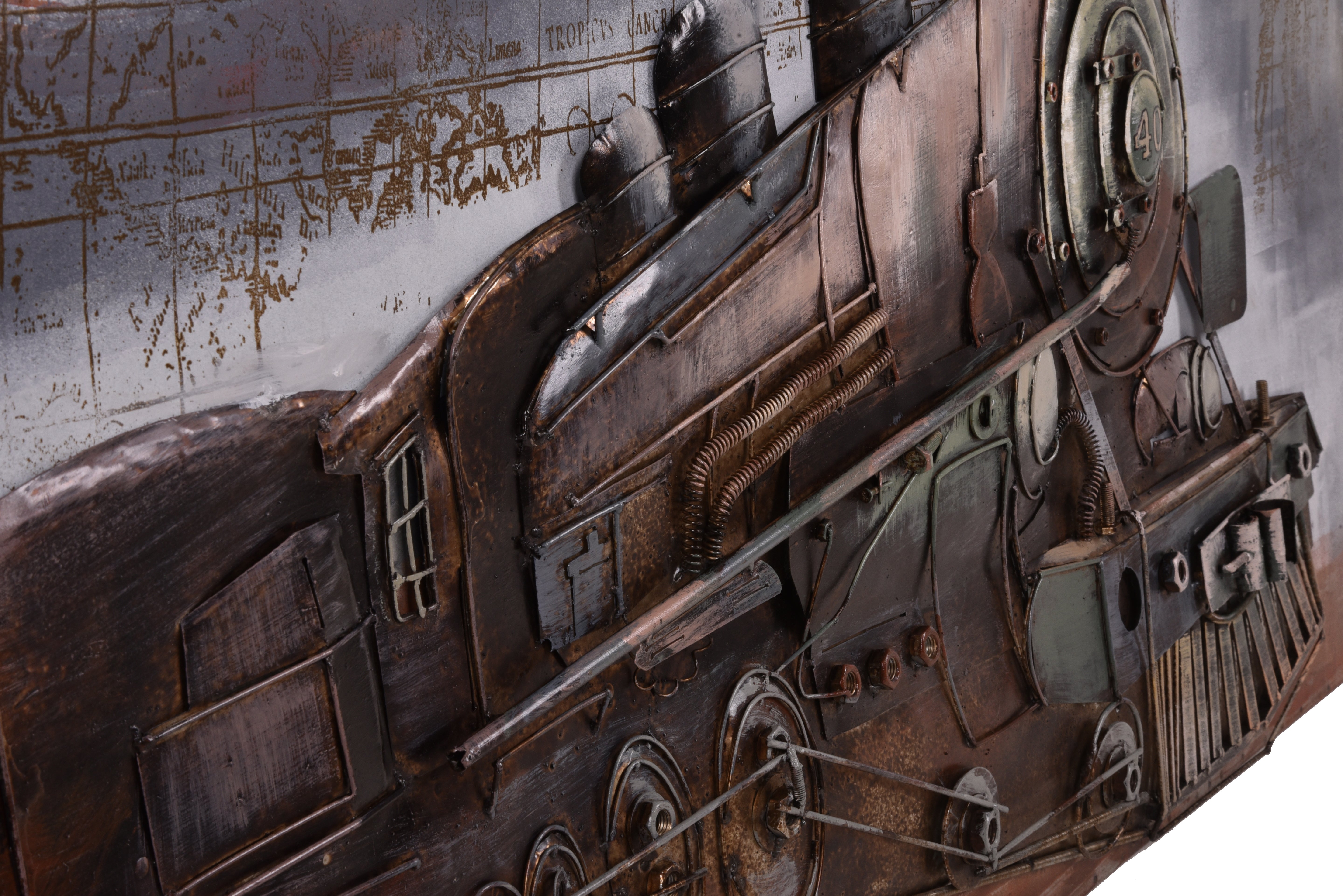 3D Metallbild Dampflok Wandbild Zug Metall-Deko Eisenbahn-Bild Vintage Interia Home & Living