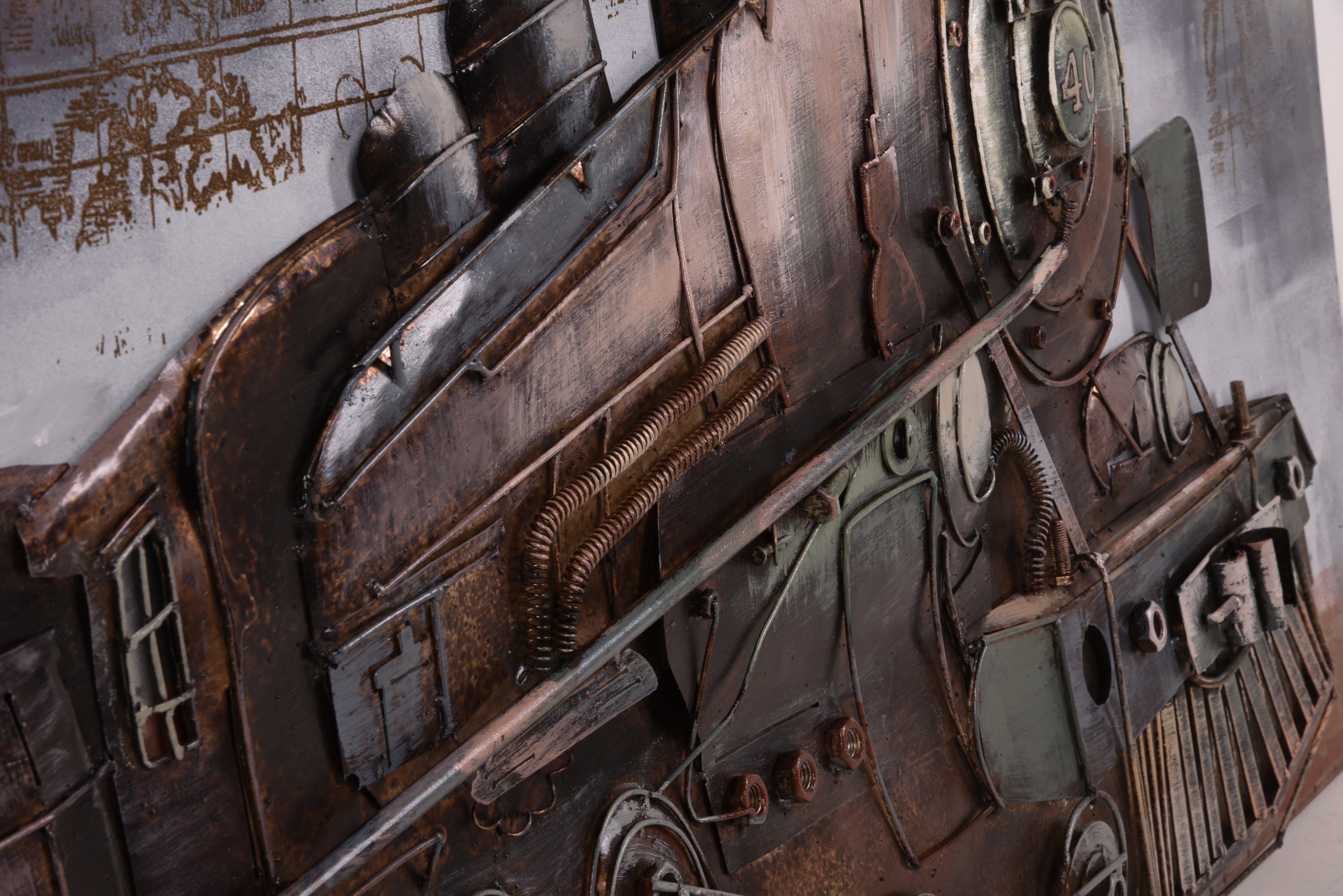 3D Metallbild Dampflok Wandbild Zug Metall-Deko Eisenbahn-Bild Vintage Interia Home & Living