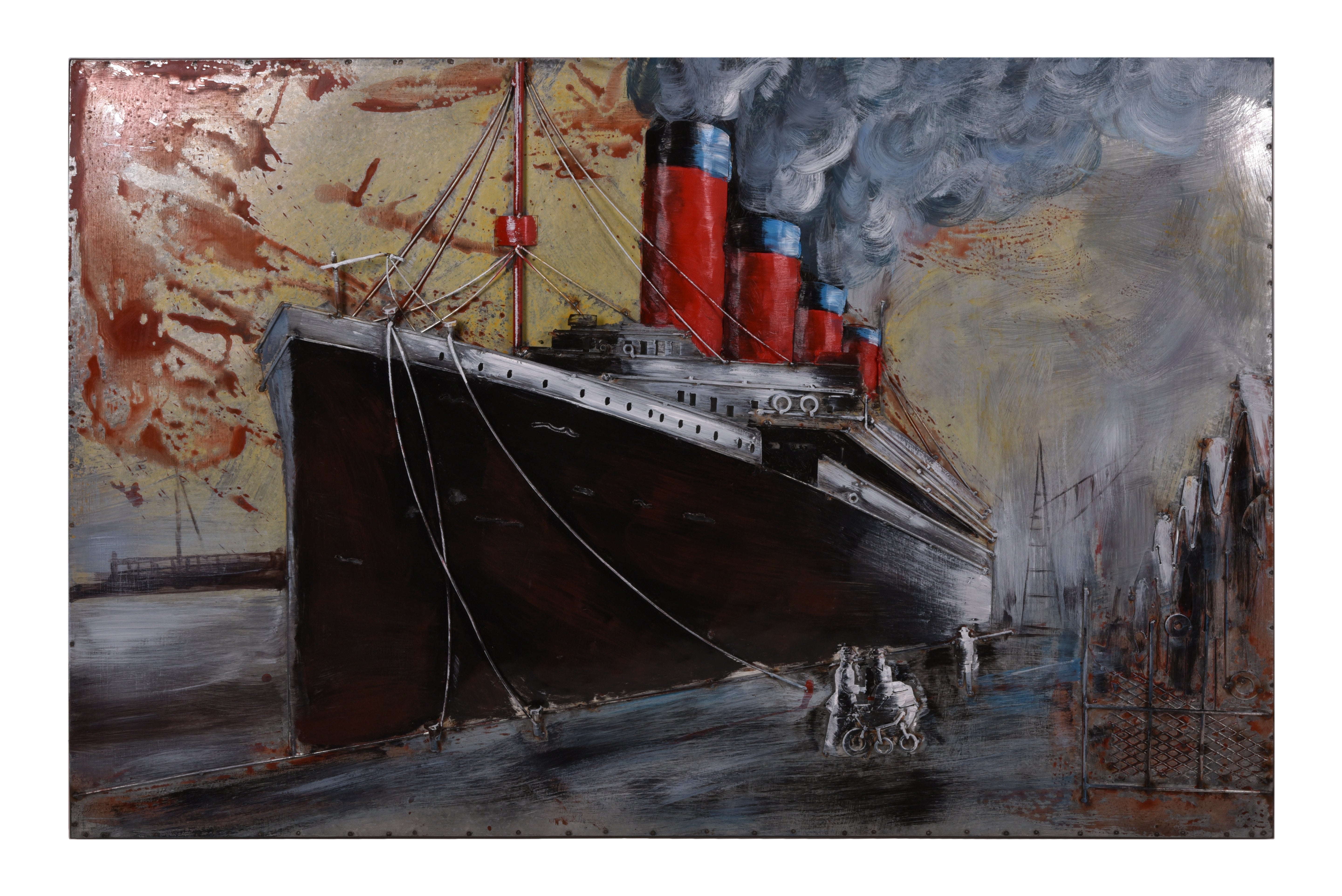 3D Metallbild Schiff Wandbild maritim Metall-Wanddeko Segelschiff-Bild bunt Interia Home & Living