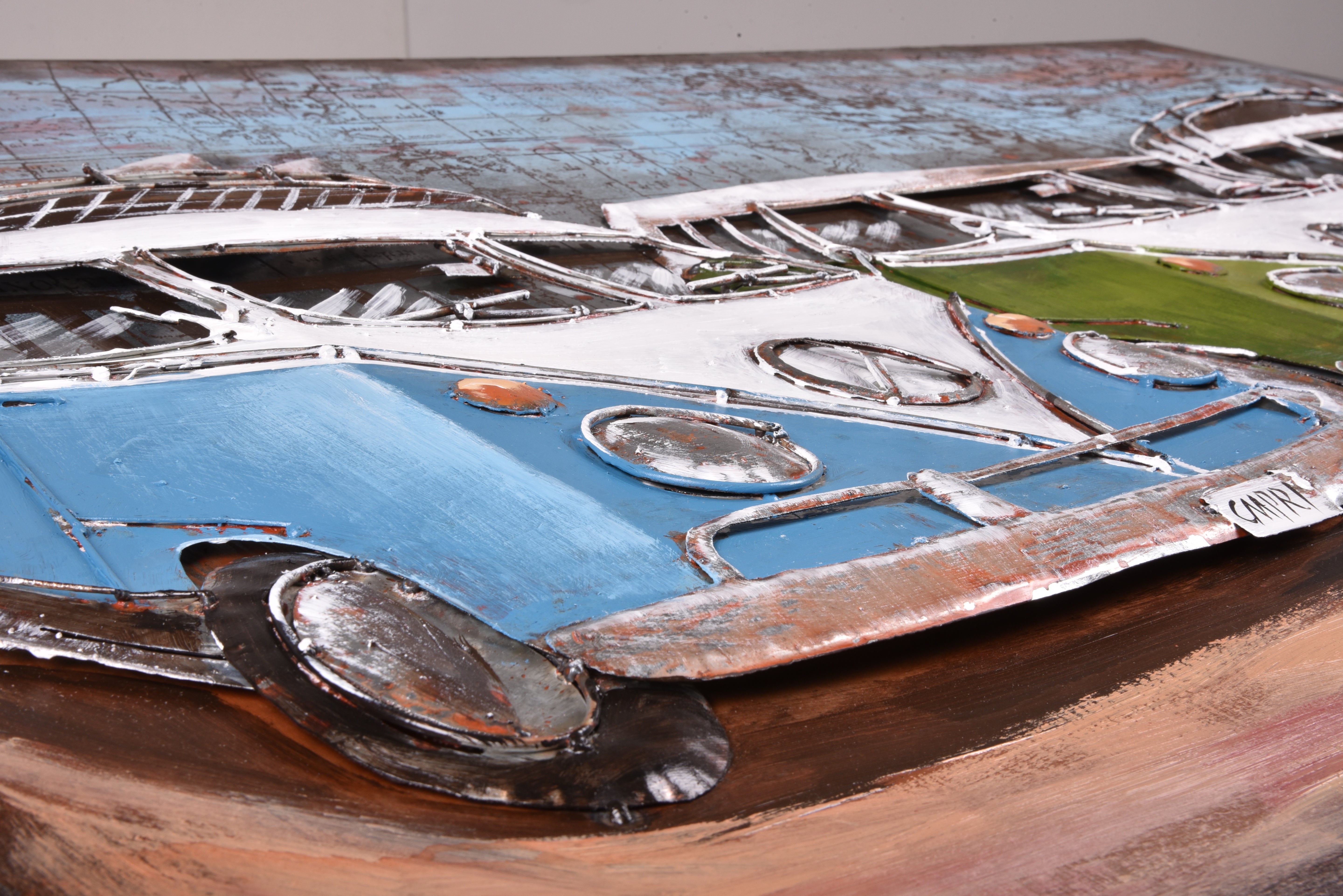 3D Metallbild 3 Bullis Wandbild VW Bus Metall-Deko Retro-Bild Vintage Interia Home & Living