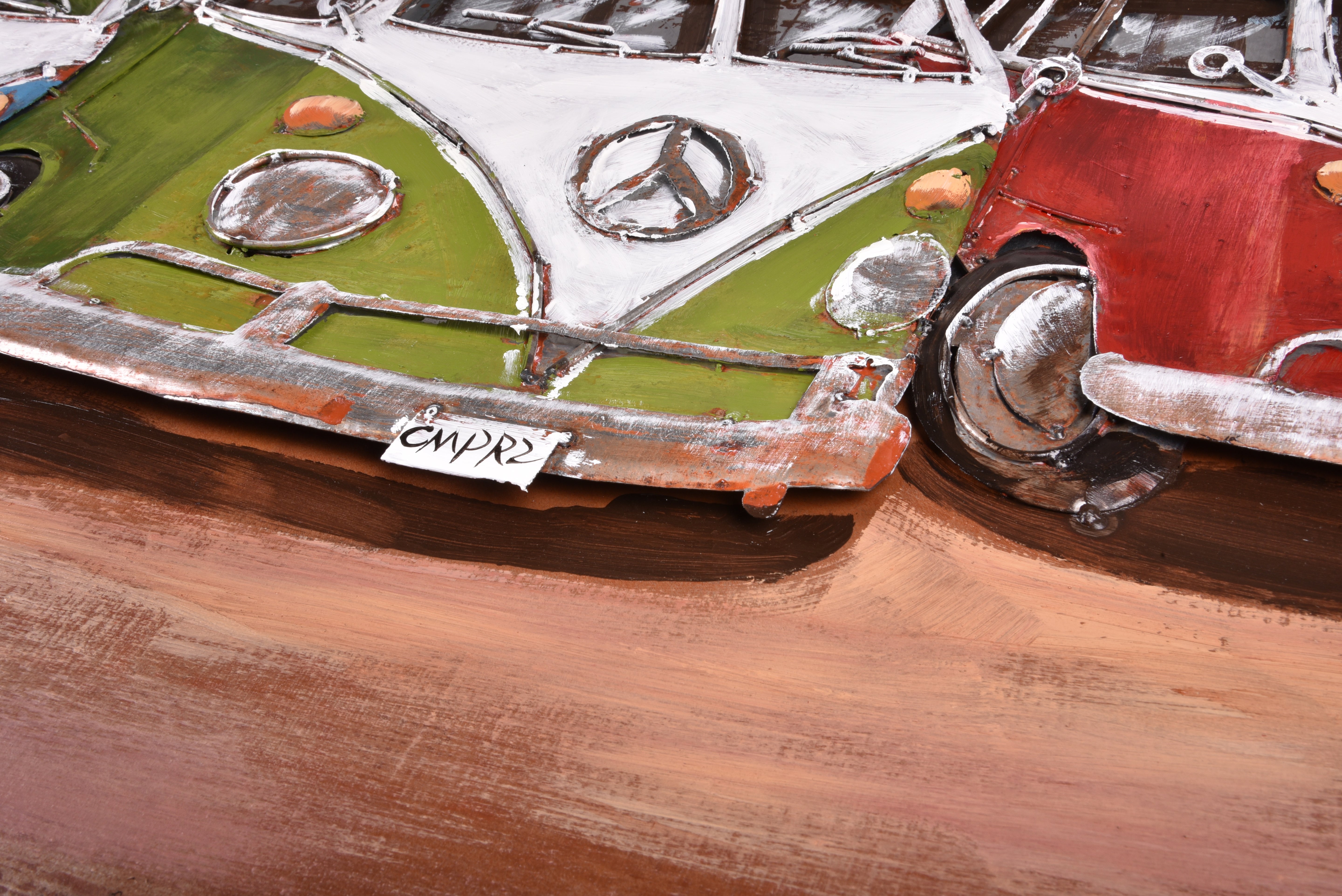 3D Metallbild 3 Bullis Wandbild VW Bus Metall-Deko Retro-Bild Vintage Interia Home & Living