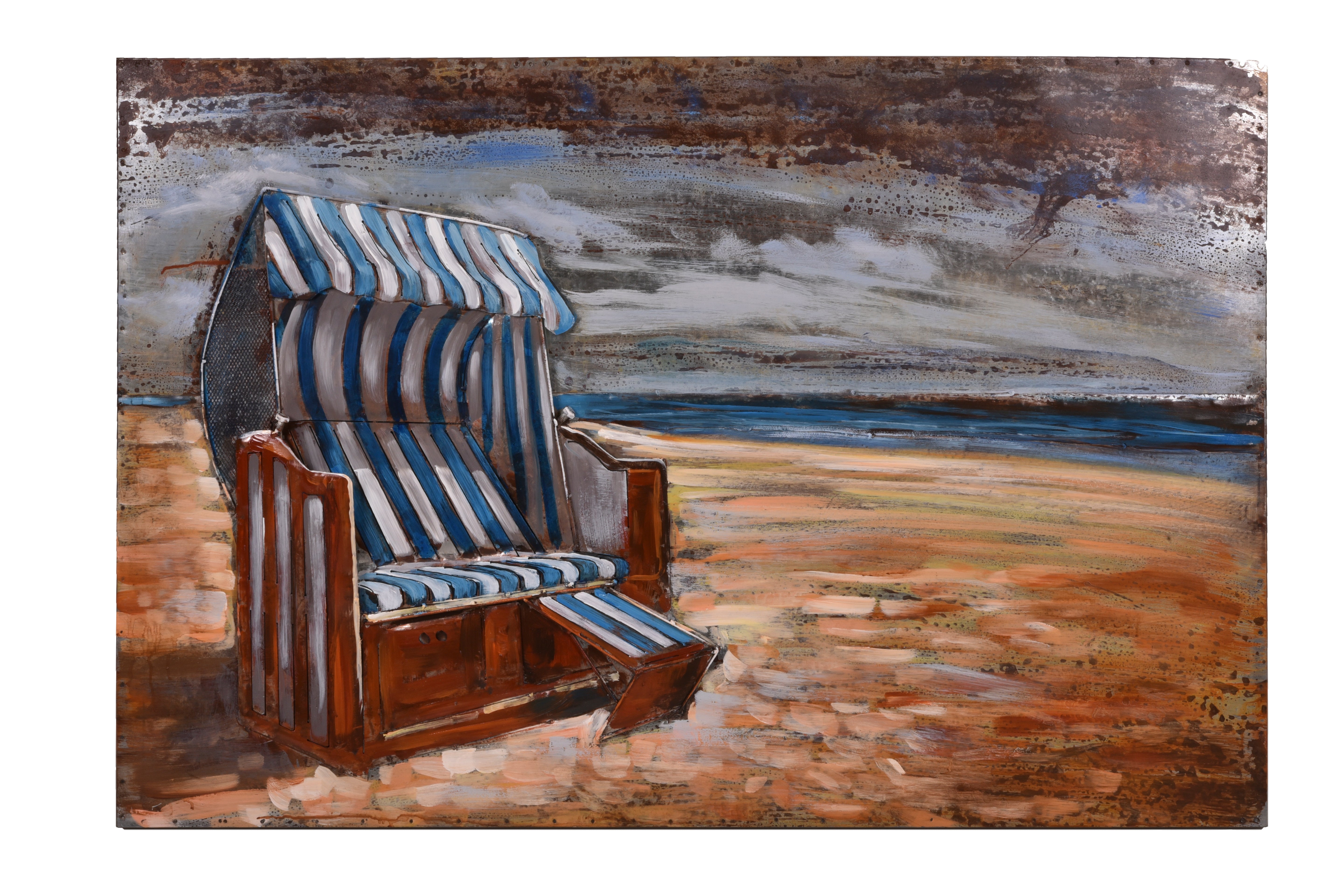 3D Metallbild Strandkorb Wanddeko maritim Metall-Wandbild 3D-Kunst Urlaub Interia Home & Living