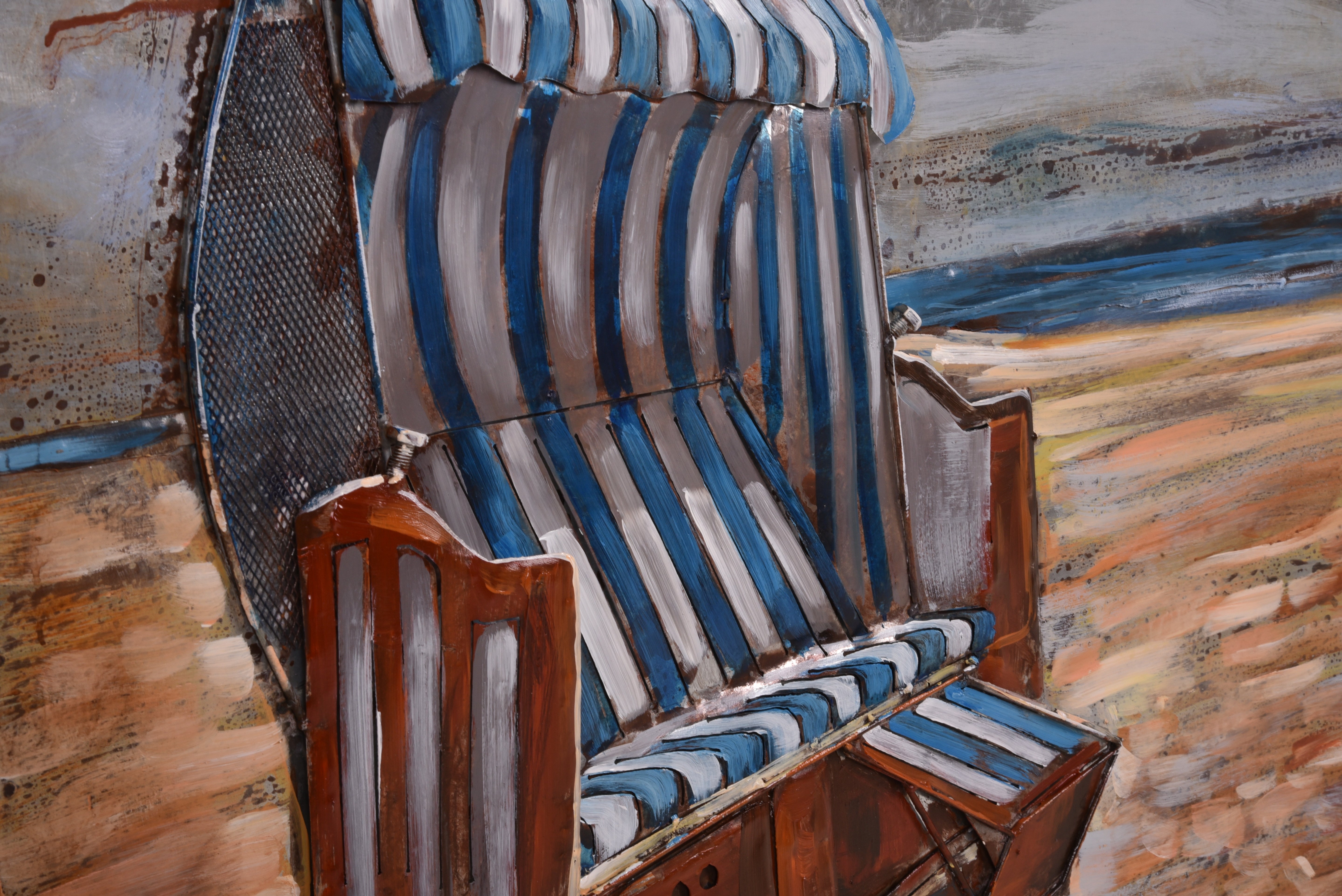 3D Metallbild Strandkorb Wanddeko maritim Metall-Wandbild 3D-Kunst Urlaub Interia Home & Living