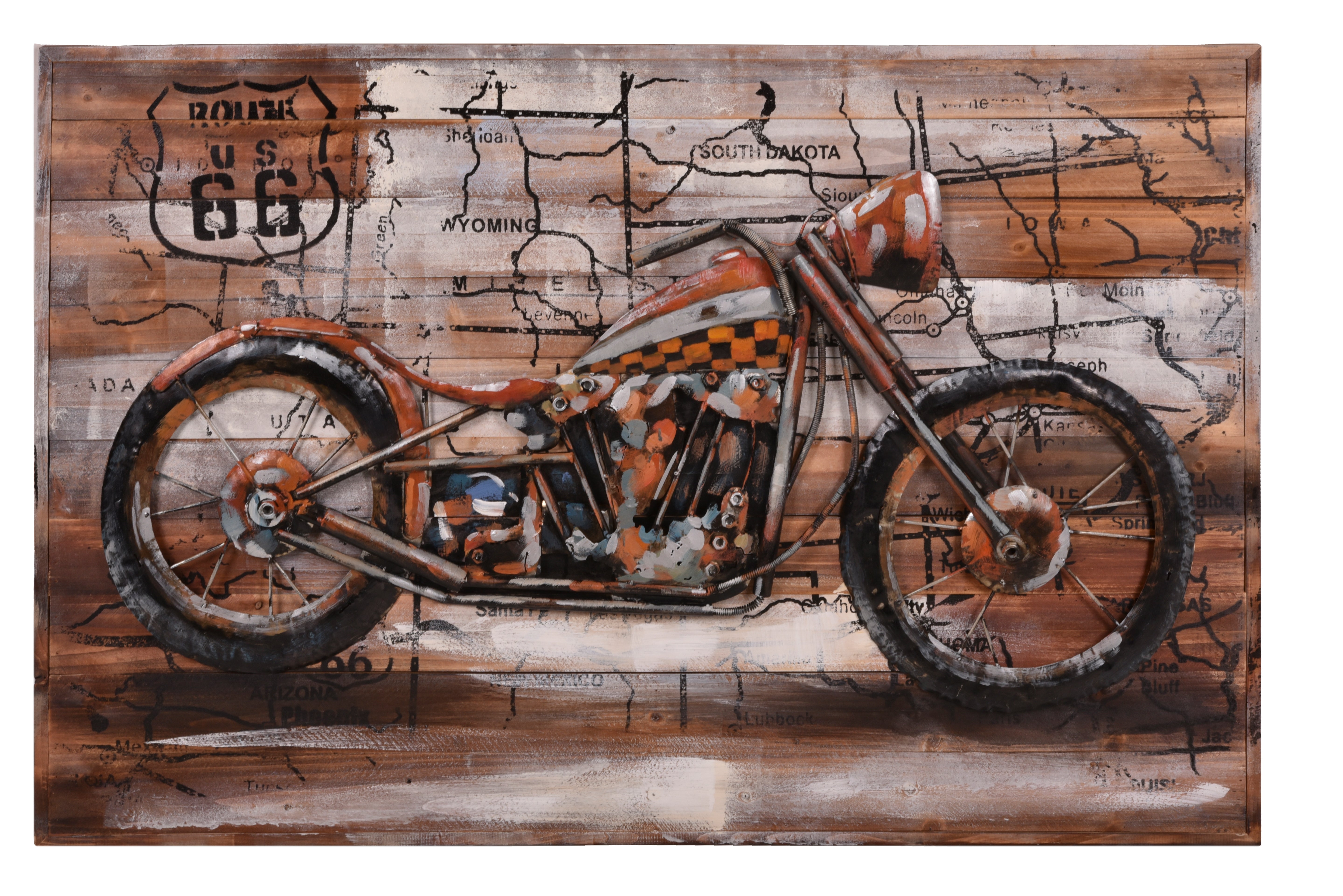 3D Metallbild Motorrad Wandbild Biker Metall-Deko 3D-Wandkunst Vintage Interia Home & Living