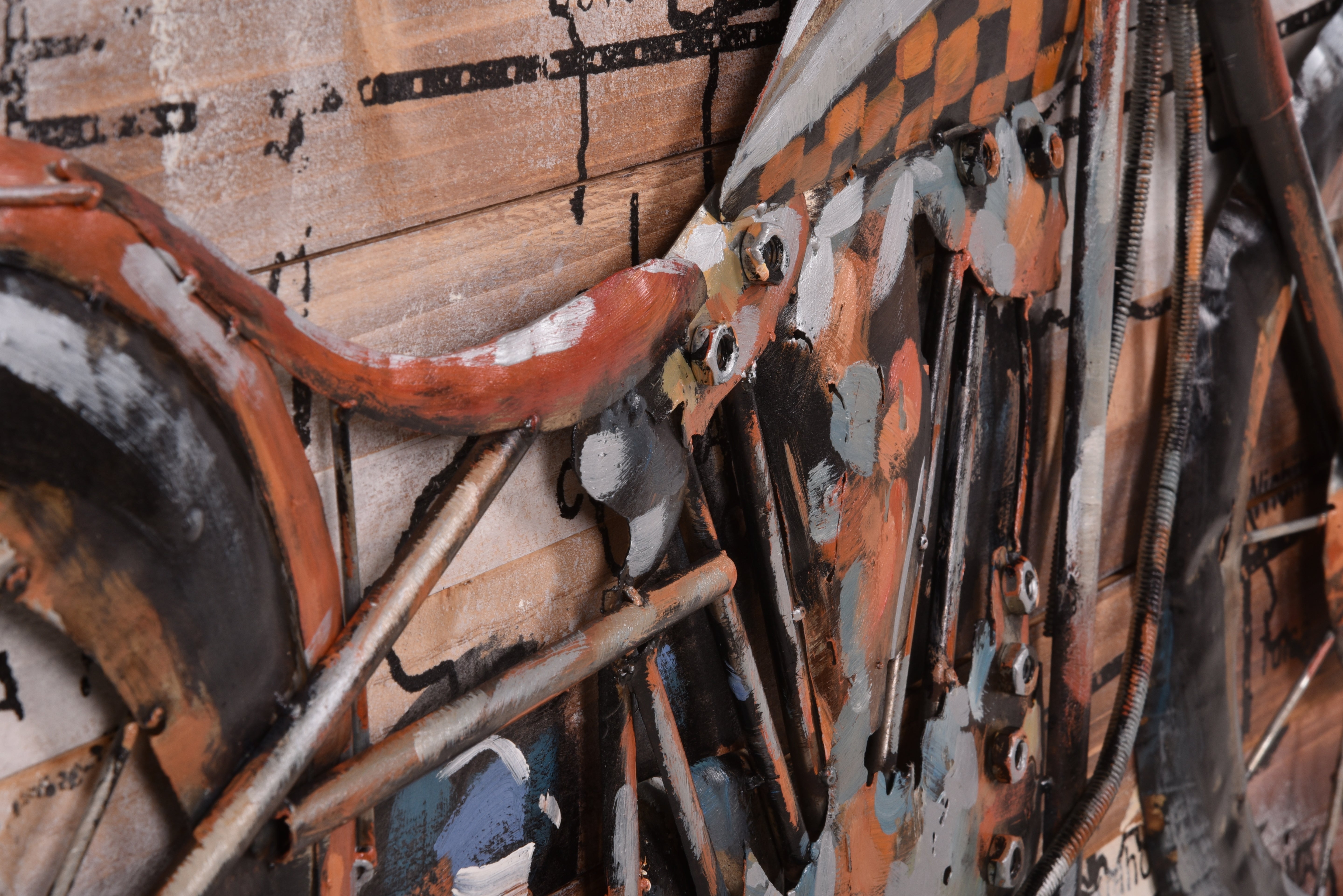 3D Metallbild Motorrad Wandbild Biker Metall-Deko 3D-Wandkunst Vintage Interia Home & Living