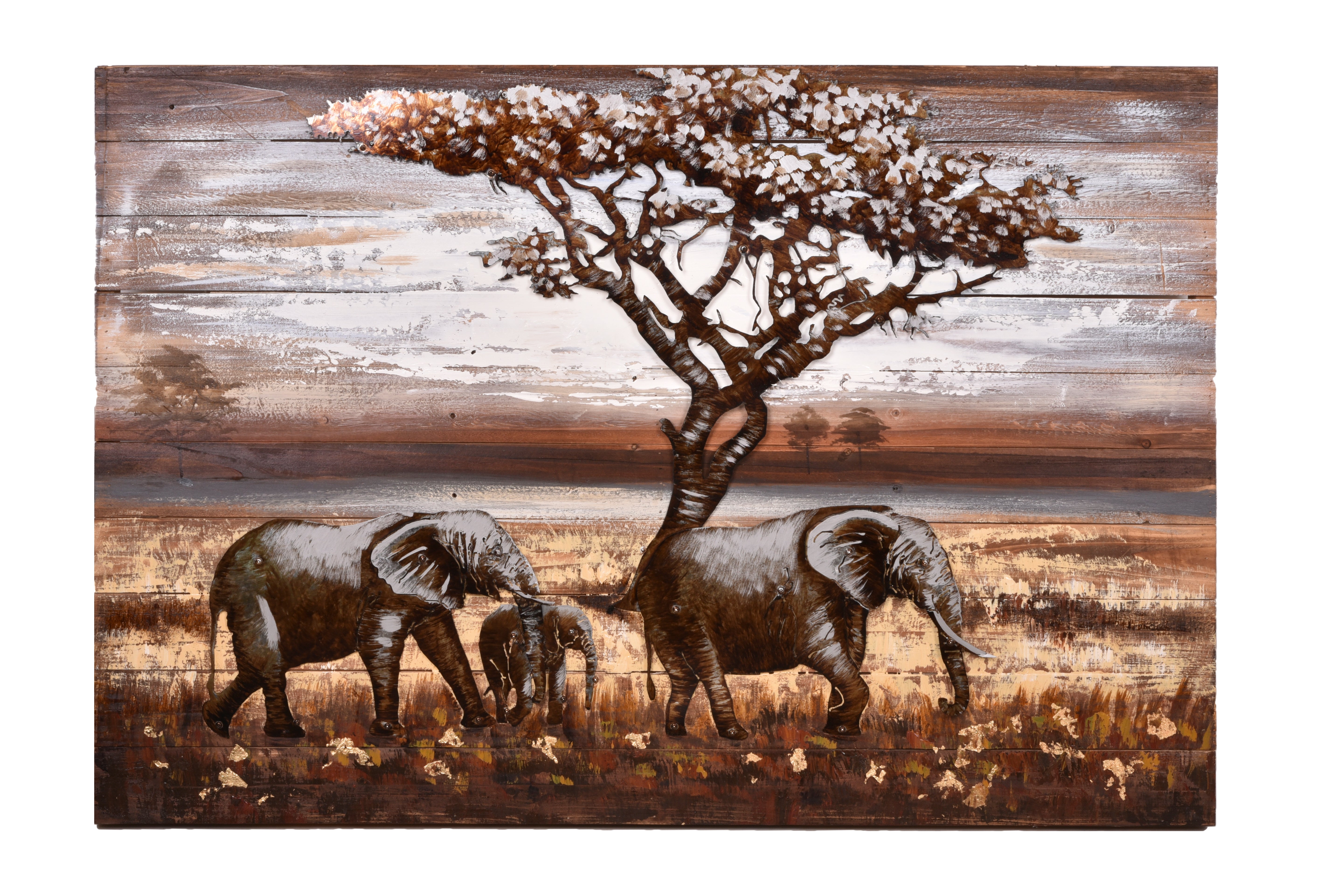 3D Metallbild Elefanten Wanddeko Tier-Wandbild 3D-Kunst bunt Interia Home & Living