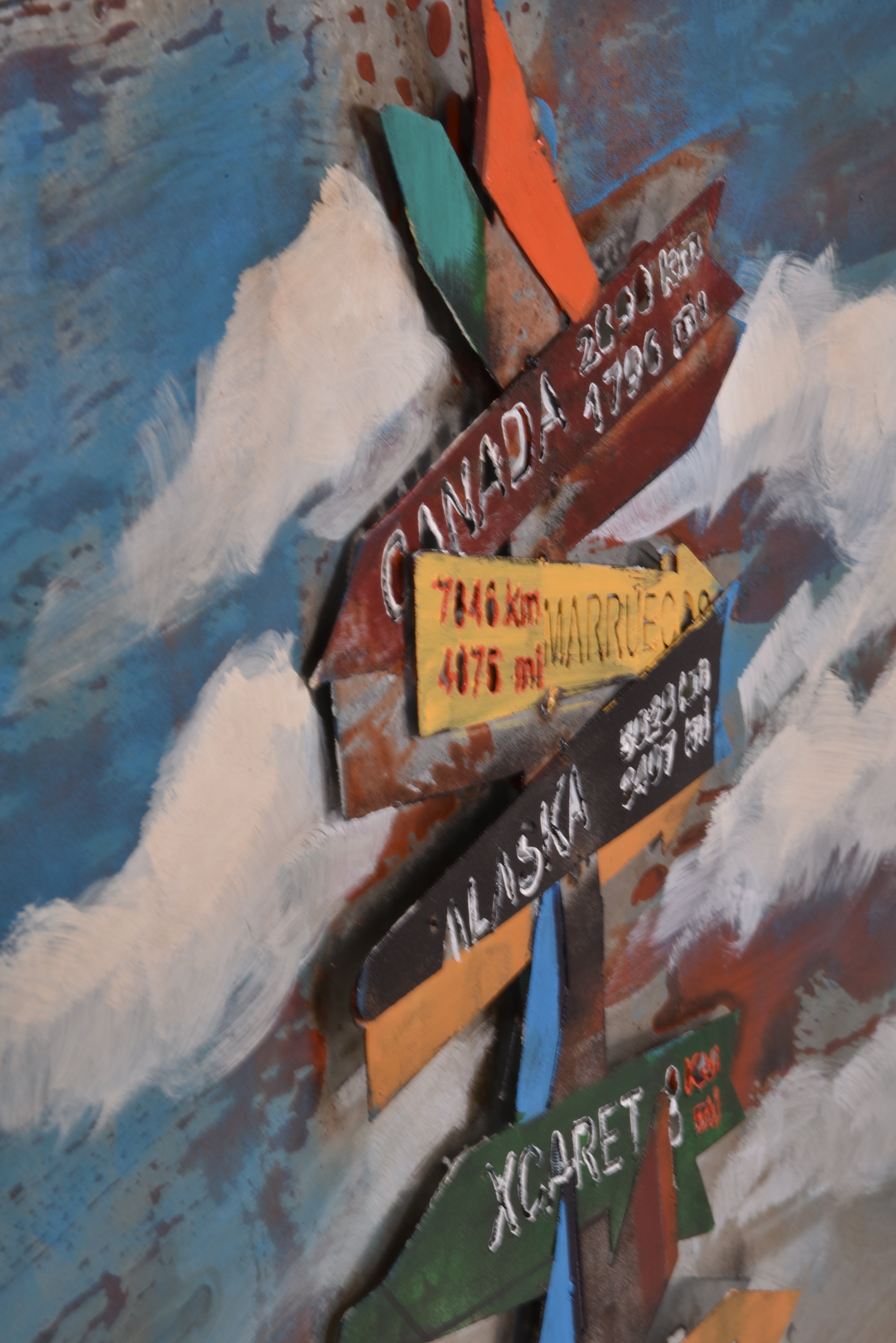 3D Metallbild Wegweiser Wandbild Metall-Deko 3D-Wandkunst bunt Interia Home & Living