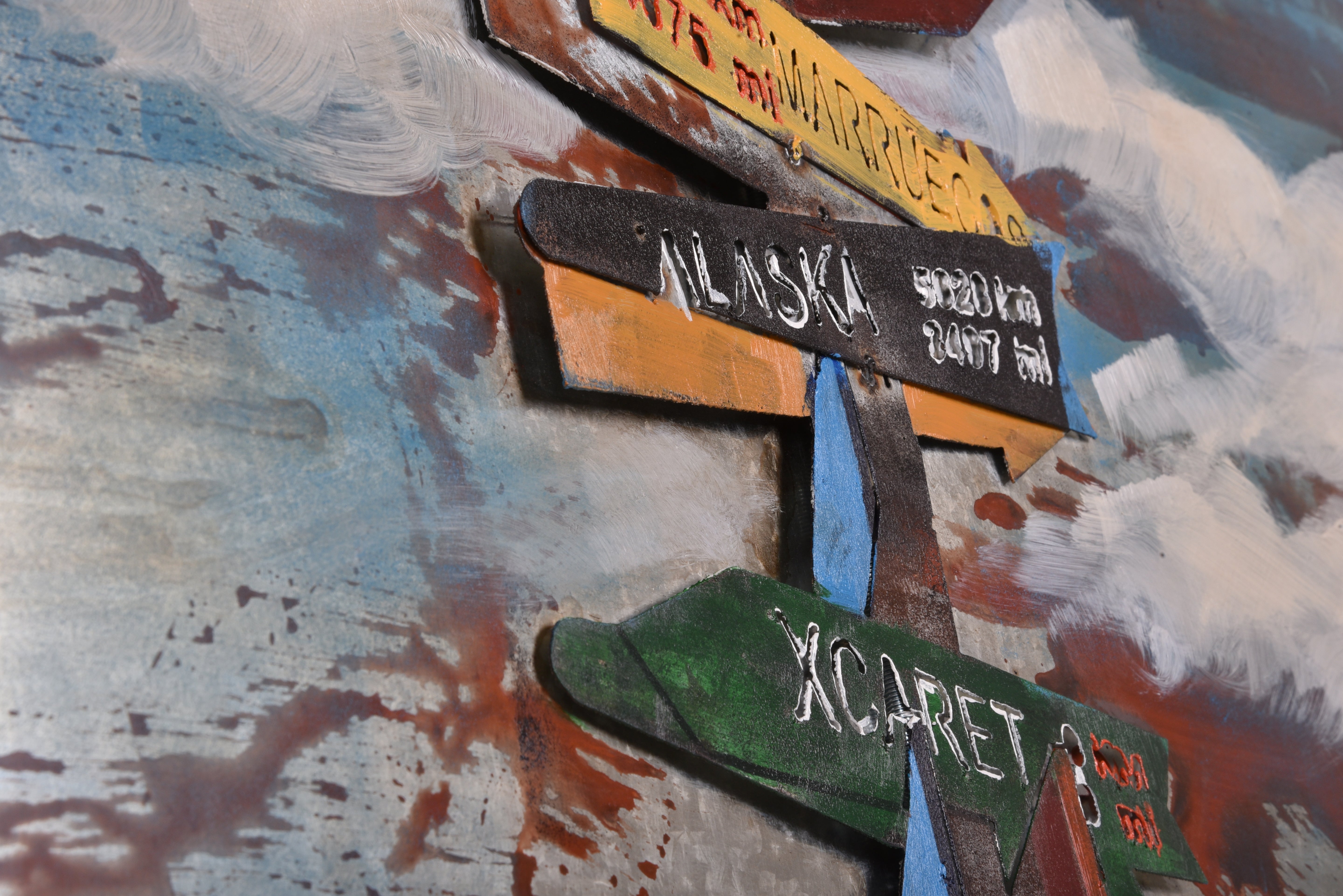 3D Metallbild Wegweiser Wandbild Metall-Deko 3D-Wandkunst bunt Interia Home & Living