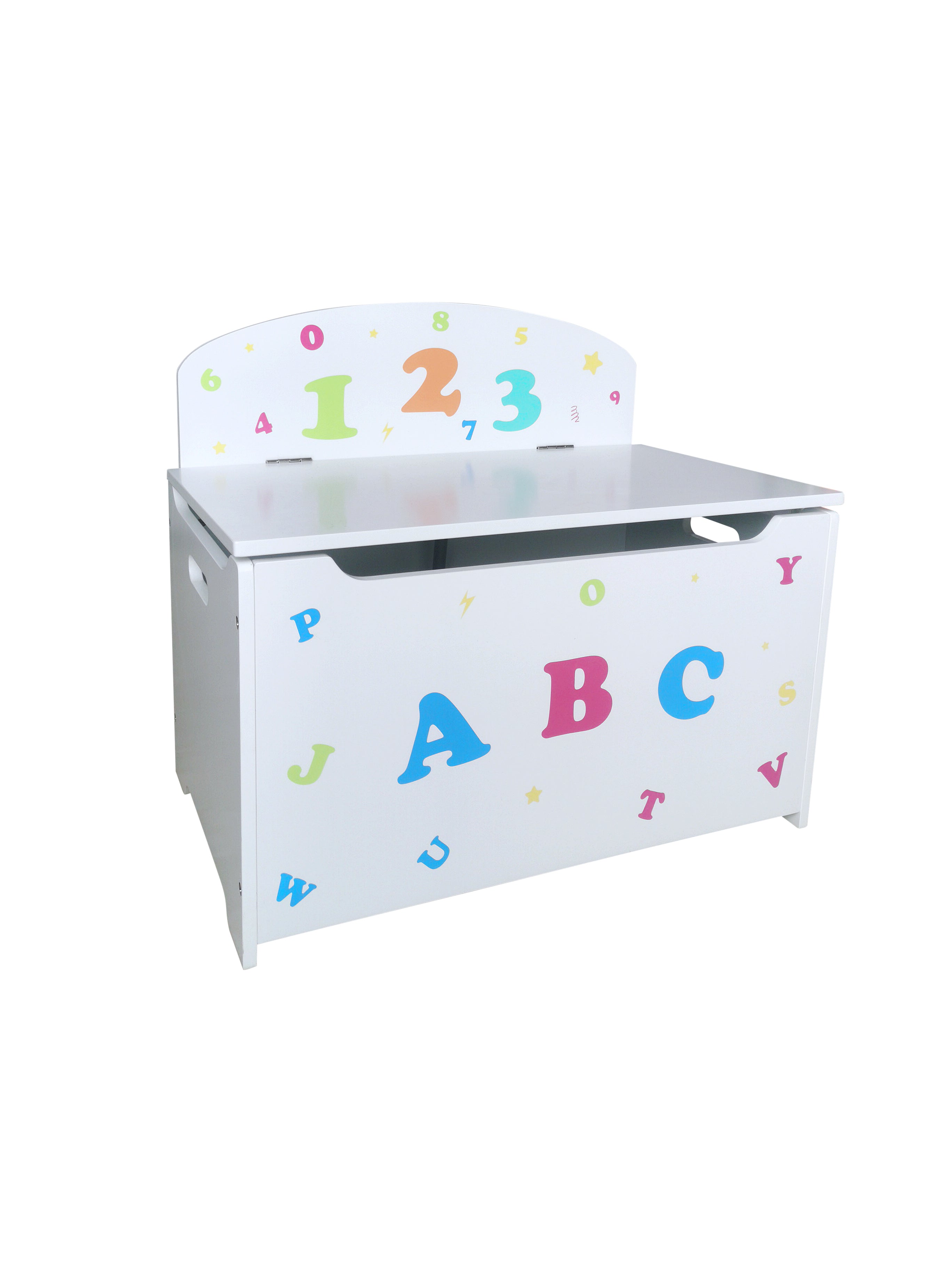 Kinder-Truhenbank ABC Spielzeugkiste Kinderbank mit Stauraum Sitztruhe weiß Deco Pleasure