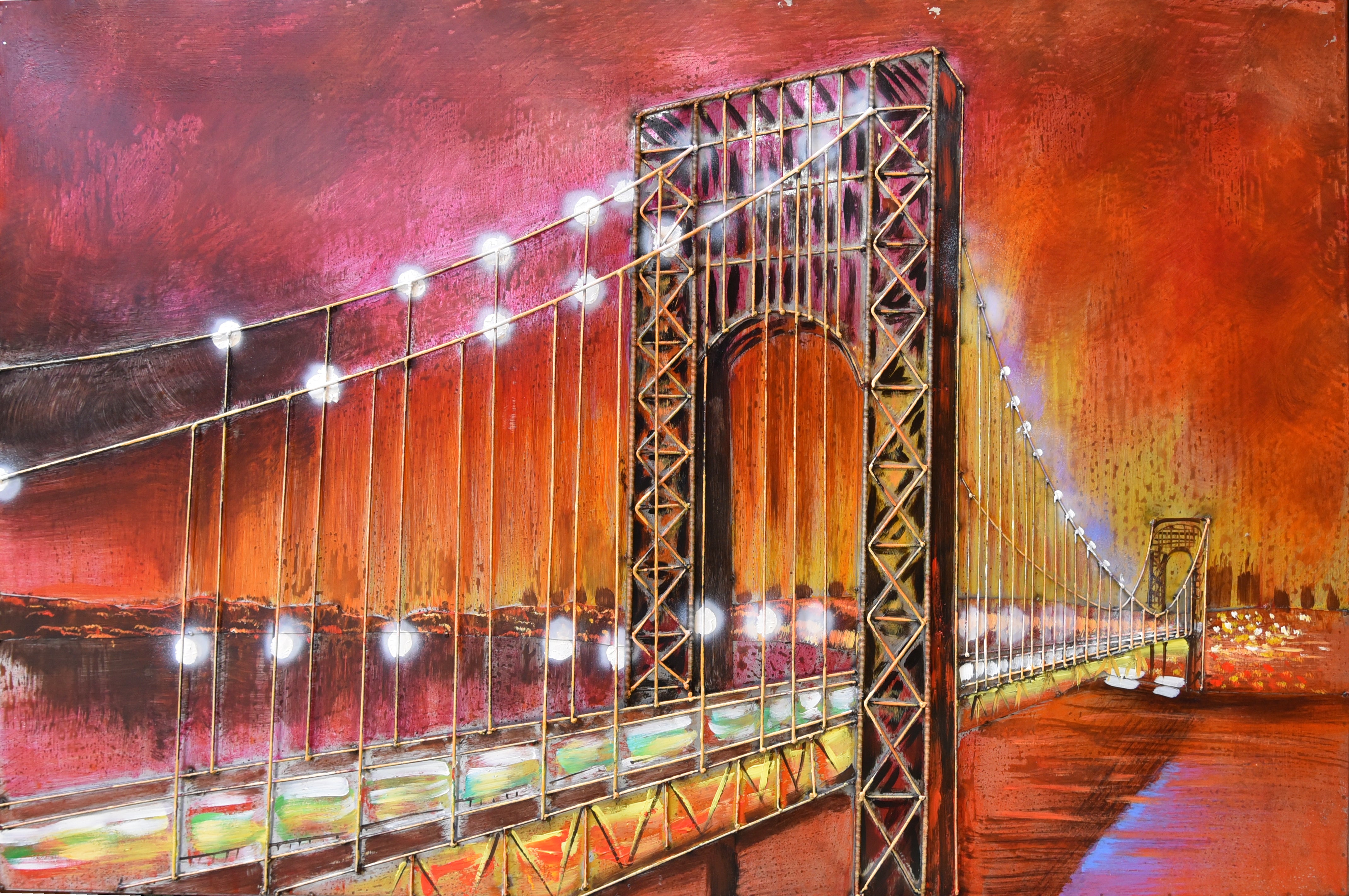 3D Metallbild Brücke Wandbild Stadtmotiv 3D-Wandkunst bunt Interia Home & Living