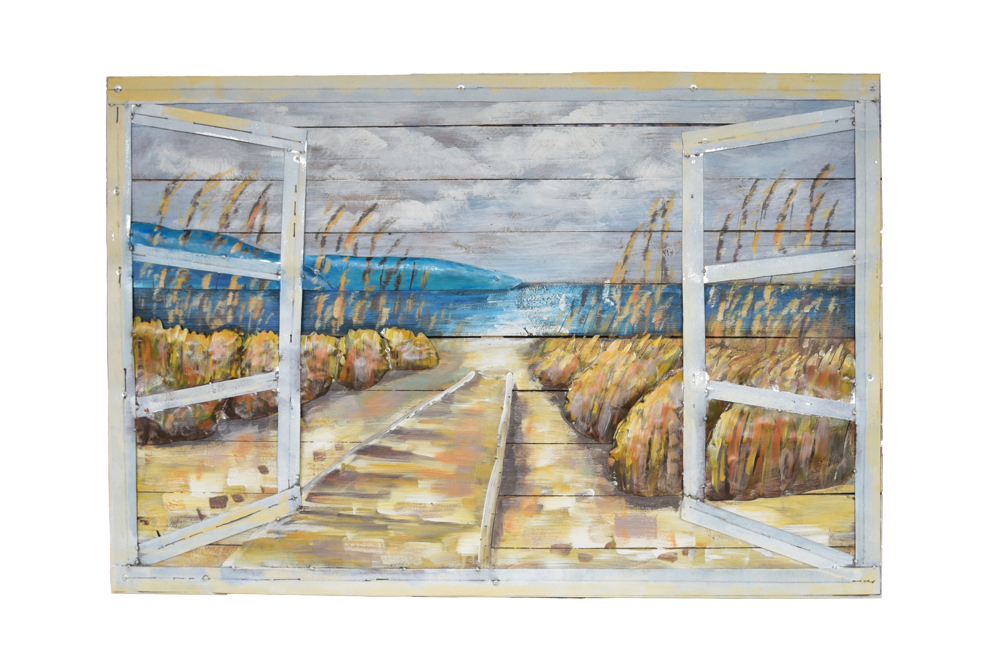 3D Metallbild Meerblick Wandbild maritim Metall-Wanddeko Strand-Bild bunt Interia Home & Living