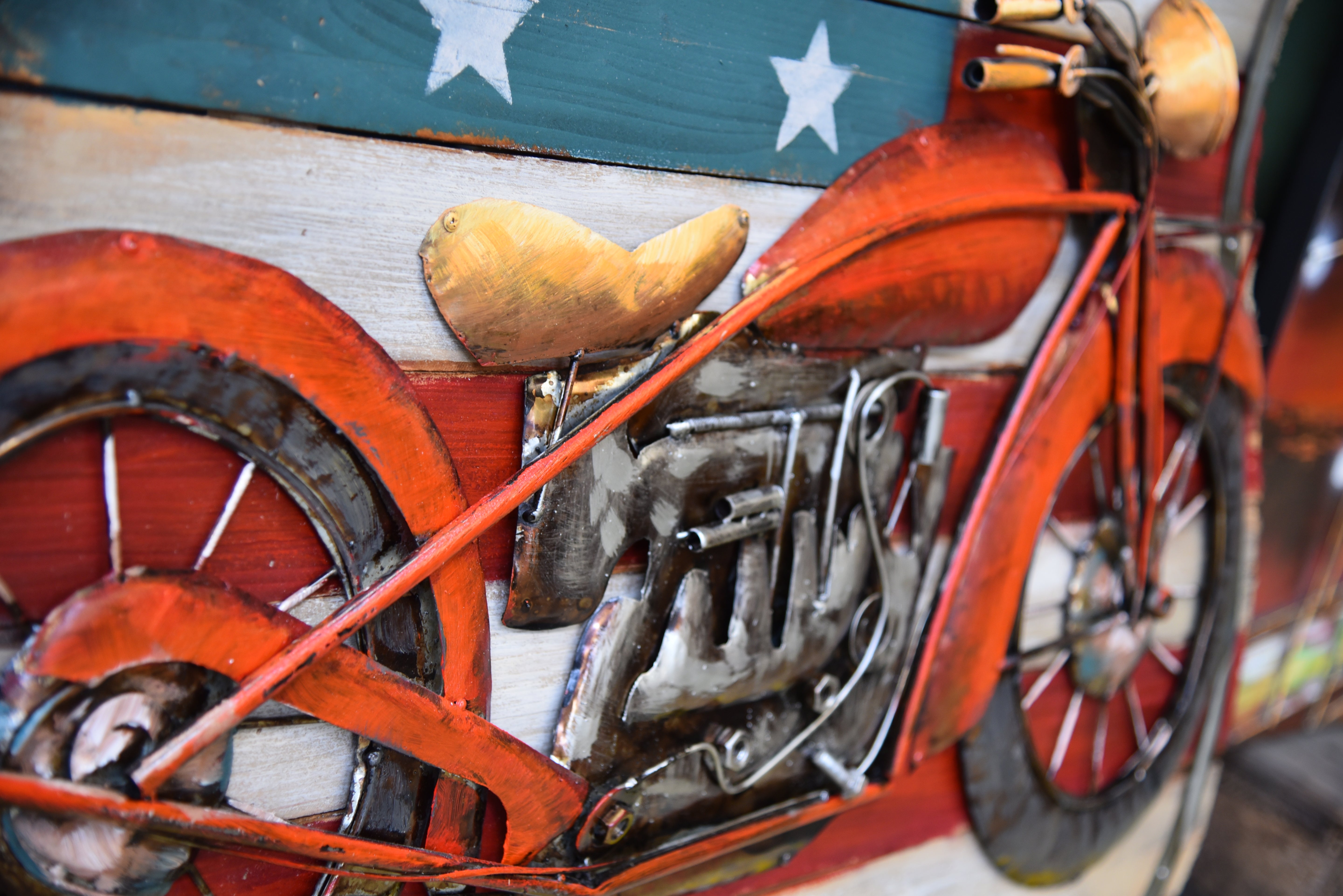 3D Metallbild Motorrad Wanddeko Biker Metallbild 3D-Kunstwerk rund Interia Home & Living