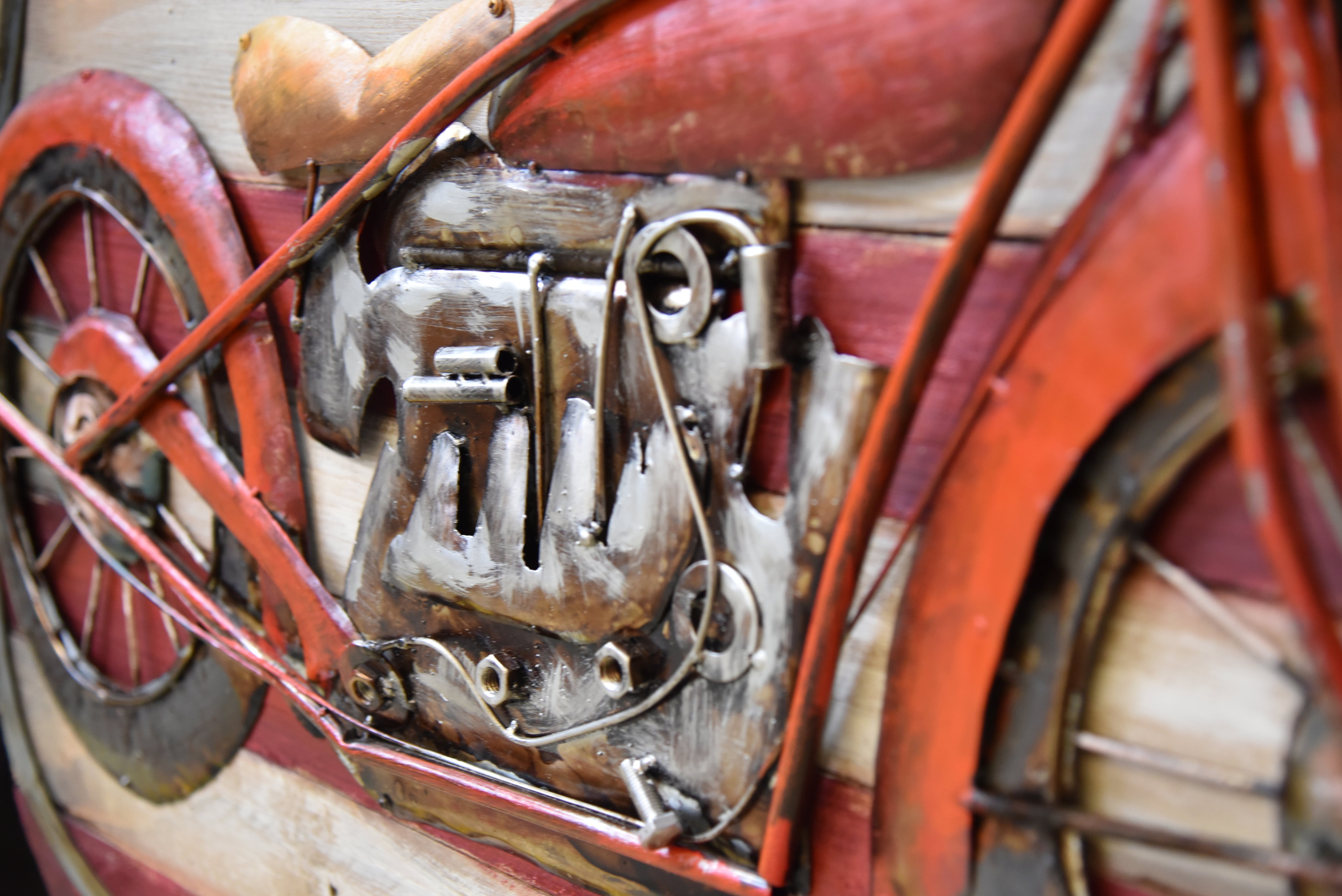 3D Metallbild Motorrad Wanddeko Biker Metallbild 3D-Kunstwerk rund Interia Home & Living