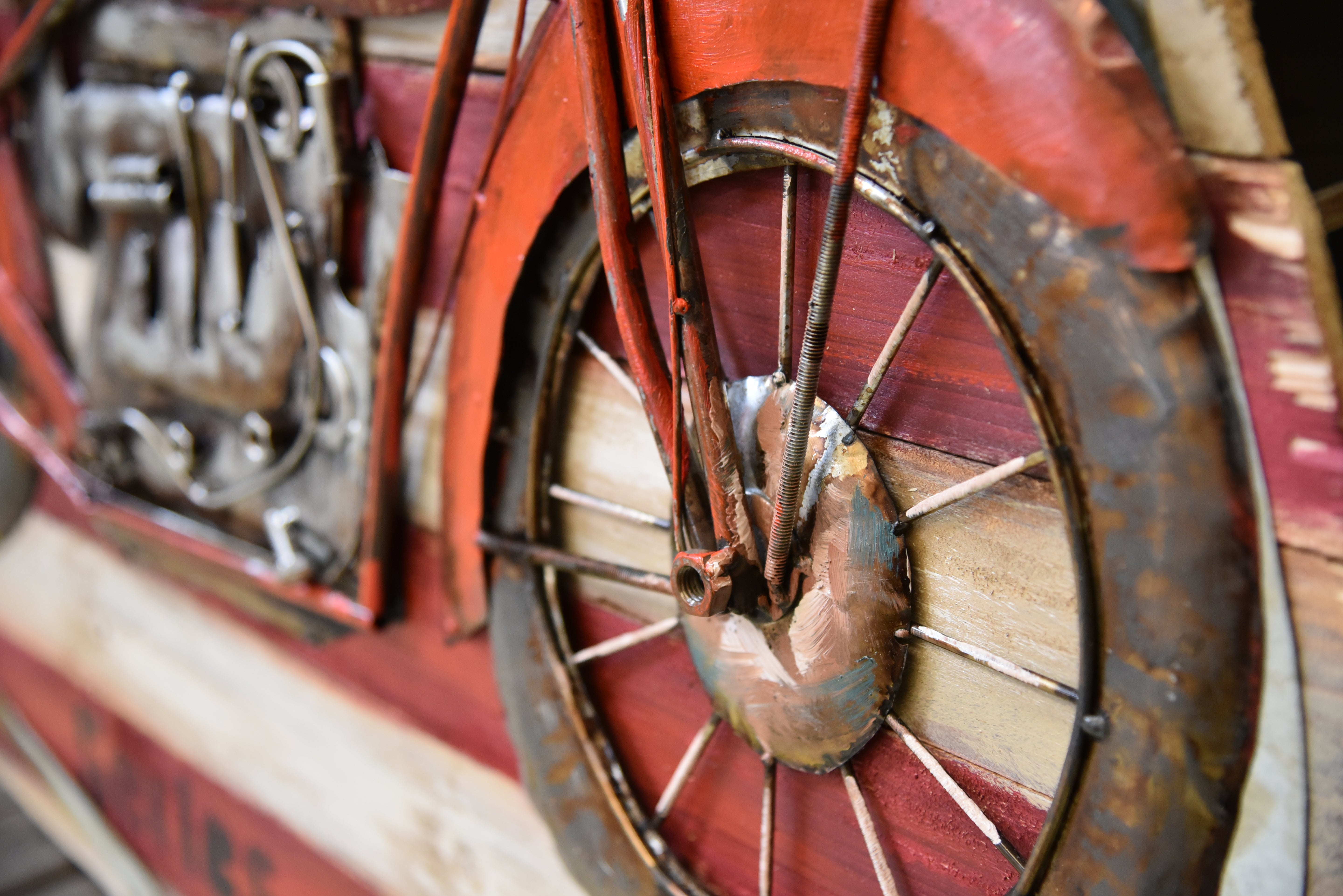 3D Metallbild Motorrad Wanddeko Biker Metallbild 3D-Kunstwerk rund Interia Home & Living