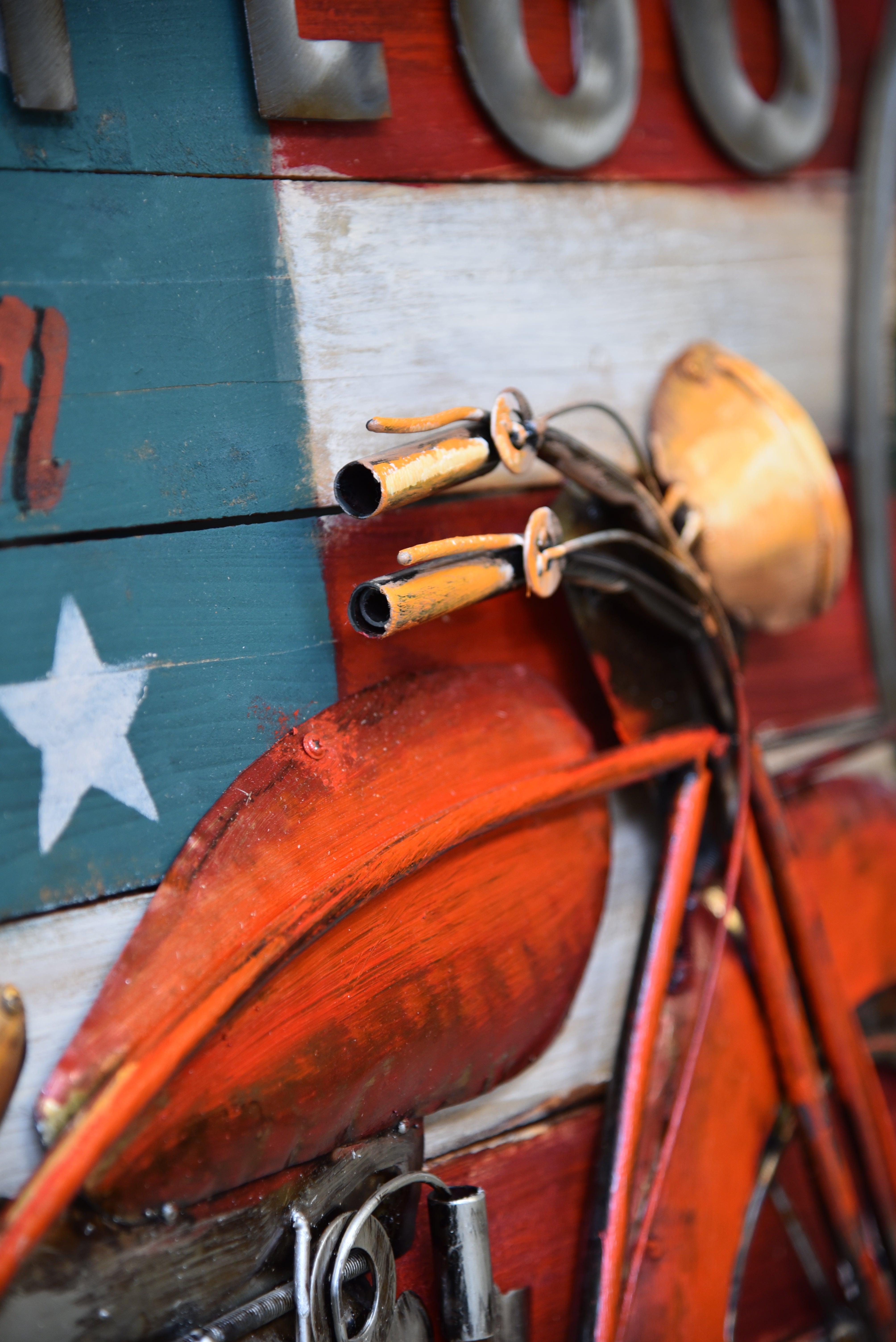 3D Metallbild Motorrad Wanddeko Biker Metallbild 3D-Kunstwerk rund Interia Home & Living