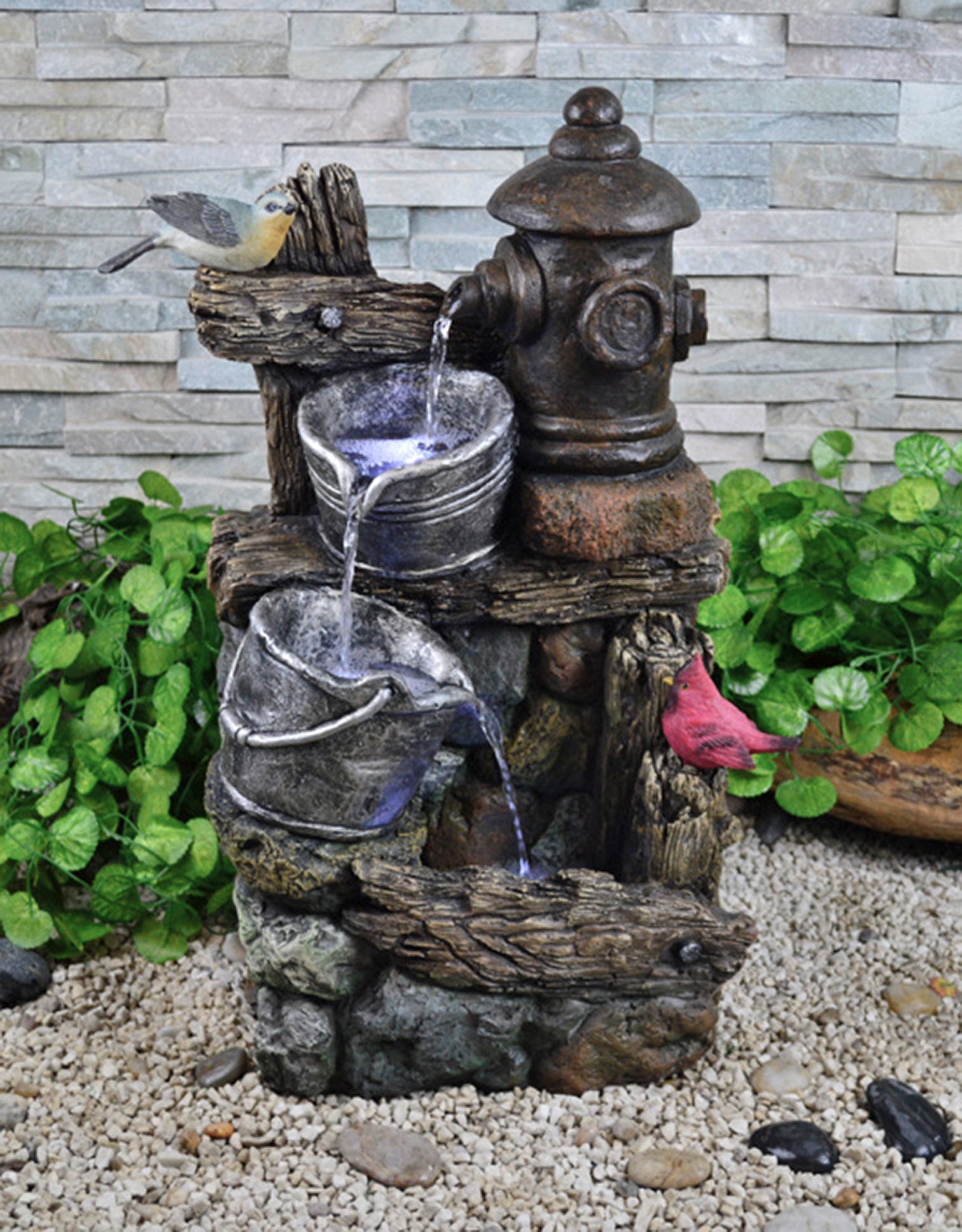 Gartenbrunnen METIS Zierbrunnen Brunnen Wasserspiel Holz-Optik Stein-Optik Garden Pleasure