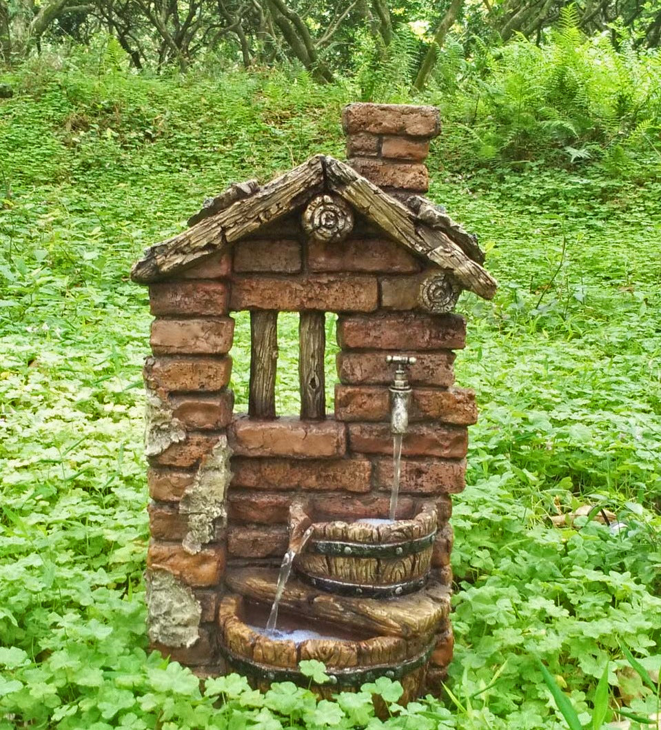 Gartenbrunnen HERA Zierbrunnen Wandbrunnen Wasserspiel Stein-Optik rot-braun Garden Pleasure
