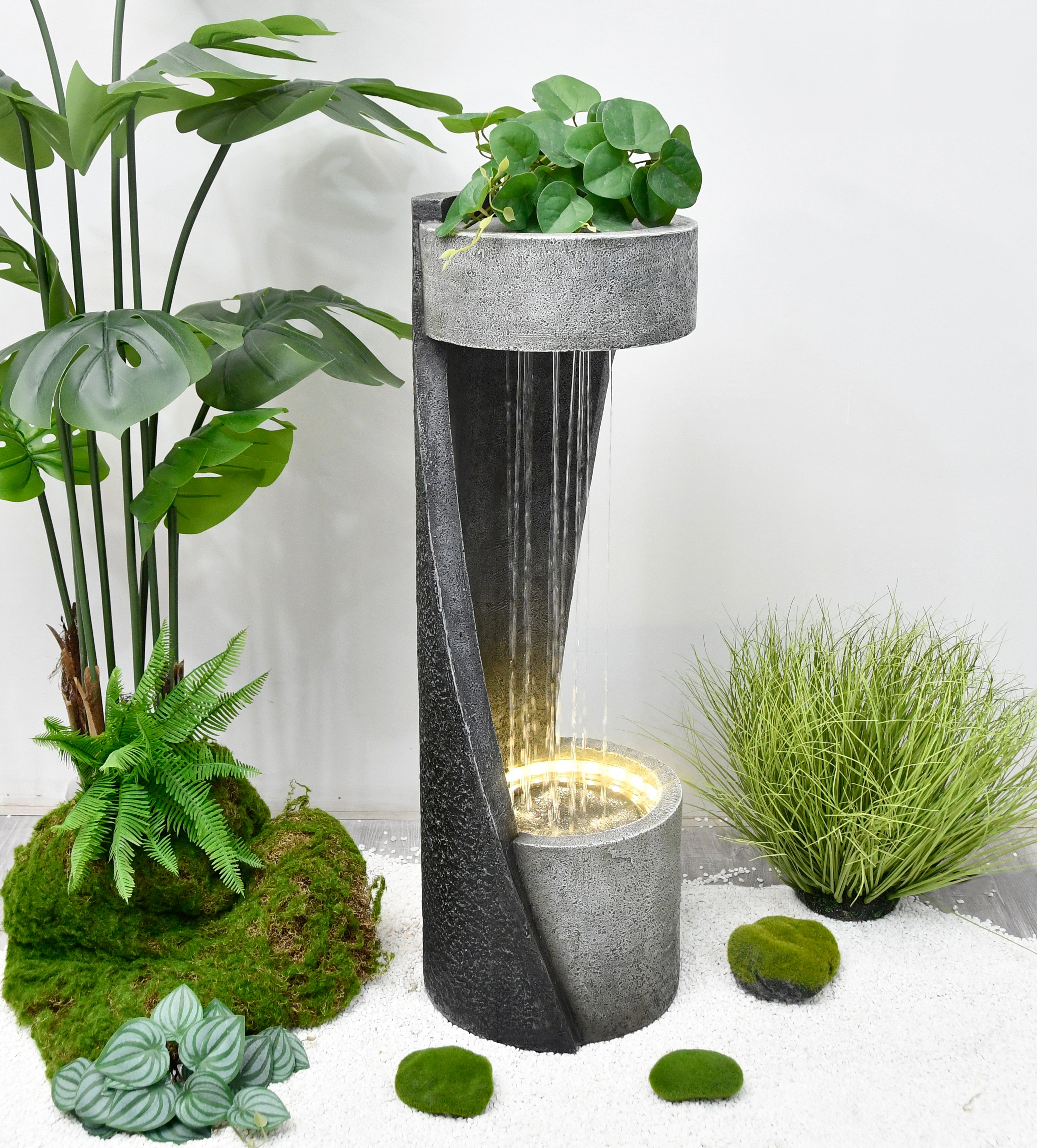 Gartenbrunnen ZELOS Säulenbrunnen Zierbrunnen mit LED-Beleuchtung modern Garden Pleasure