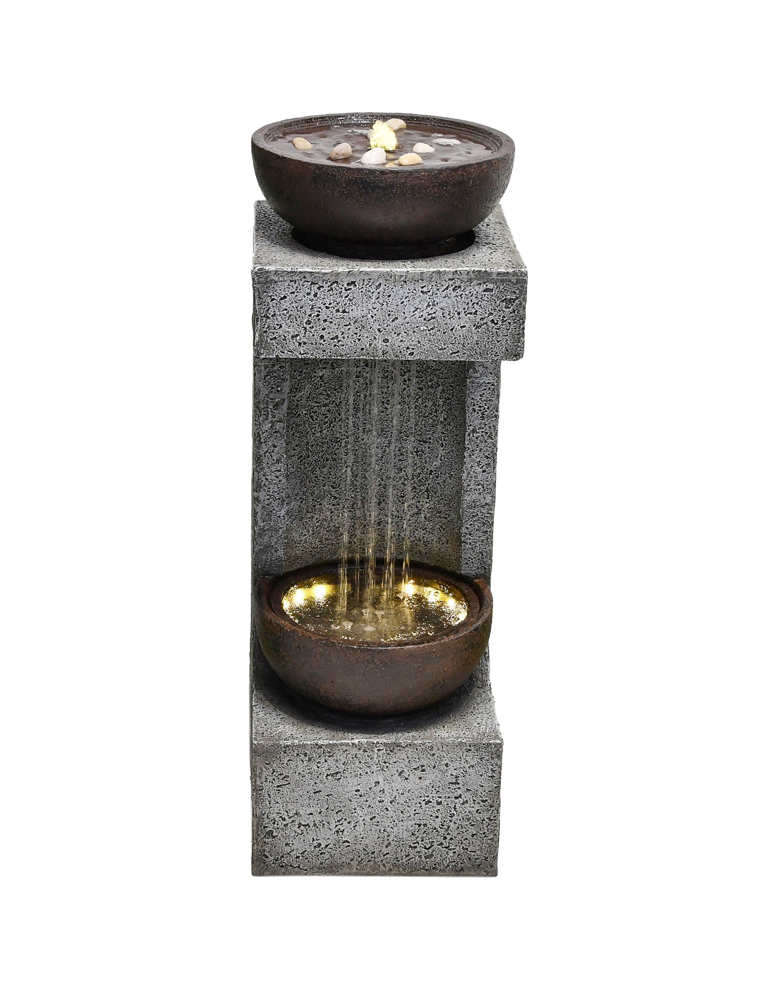 Gartenbrunnen ARTEMIS Säulenbrunnen Zierbrunnen mit LED-Beleuchtung Schalenbrunnen Garden Pleasure