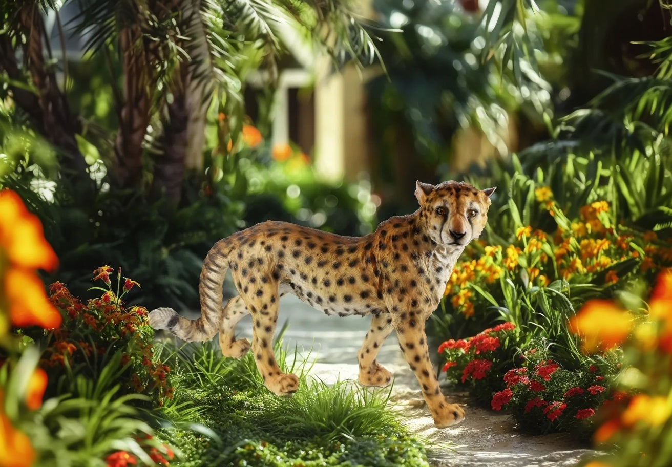 Gepard Figur stehend | Lebensechte Tierfigur Gartenfigur Tiere | 68 cm | Deko Gepard