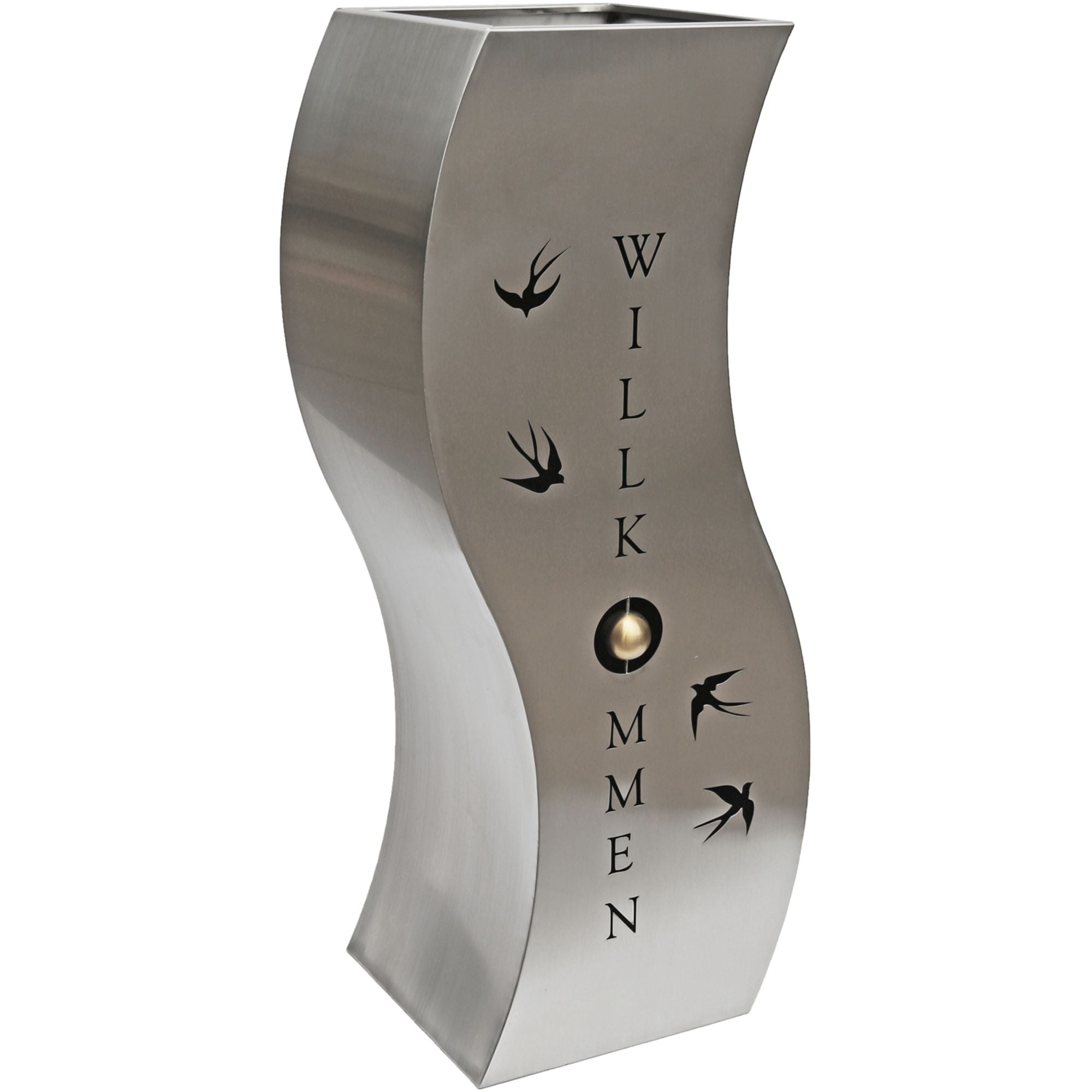 Pflanzsäule SCHWALBE Dekosäule Blumenständer Edelstahl Willkommen-Schild Garden Pleasure