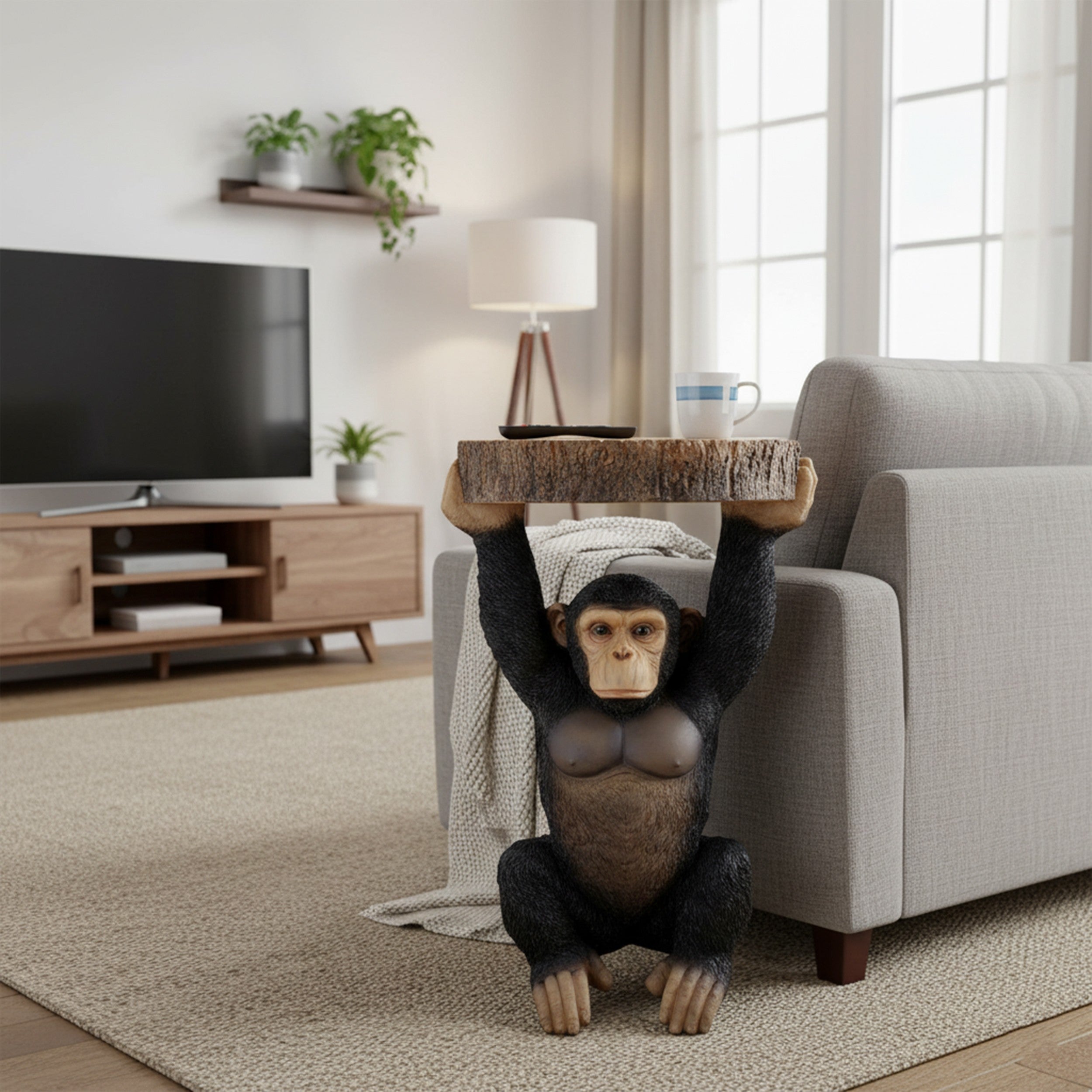 Beistelltisch Tiere Affe als Telefontisch - Beistelltisch Design klein für Garten & Wohnbereich