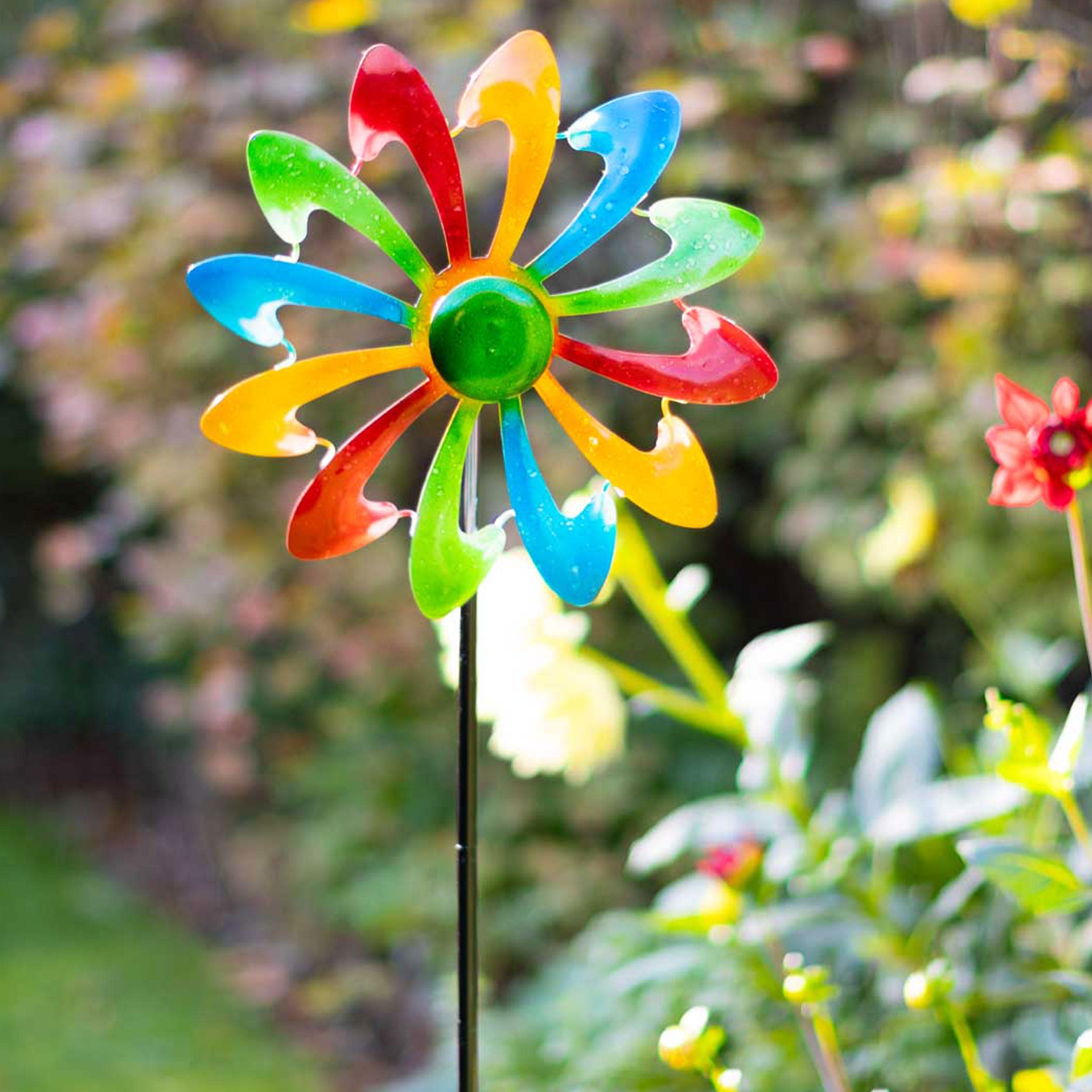 Kinetic Art Metall Windrad Single Windmill - Multi-Color Windspiel Metall Garten Windrad stehend