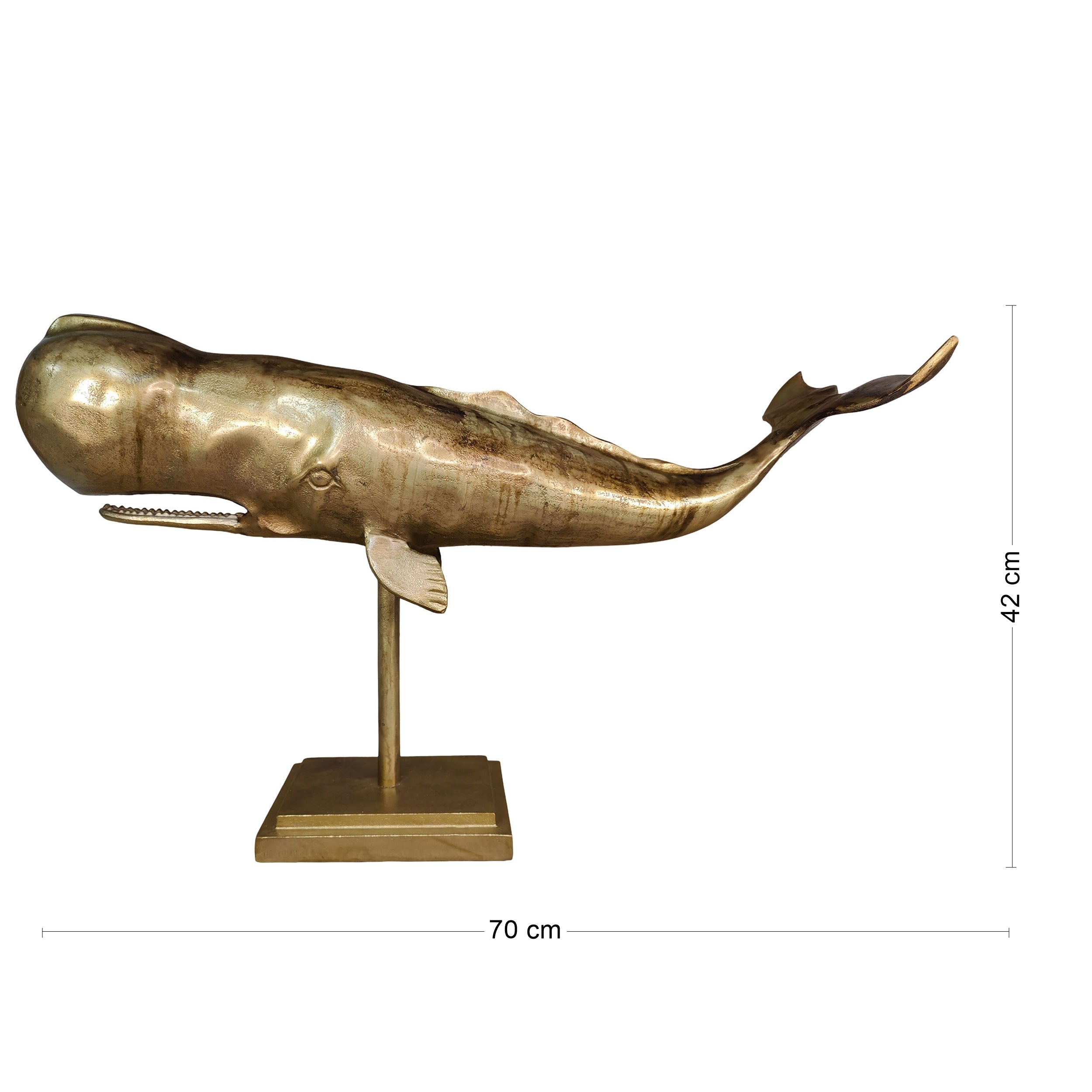 Pottwal Figur Wal Deko in Gold als hochwertige maritime Deko für Wohnzimmer & Büro