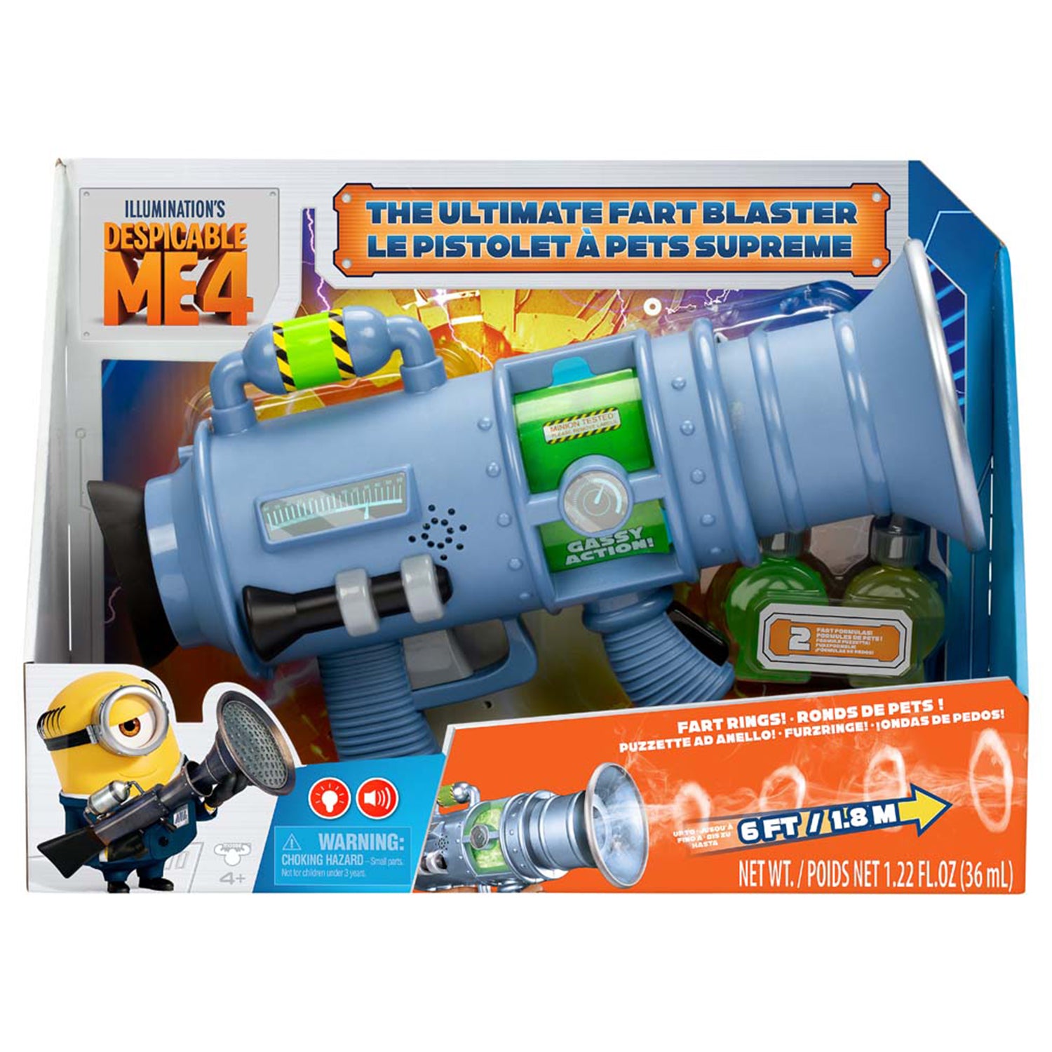 Despicable Me 4 59292 | Ultra Fartblaster | Der ultimative Furzblaster | Echte Furzringe mit Licht und Sound