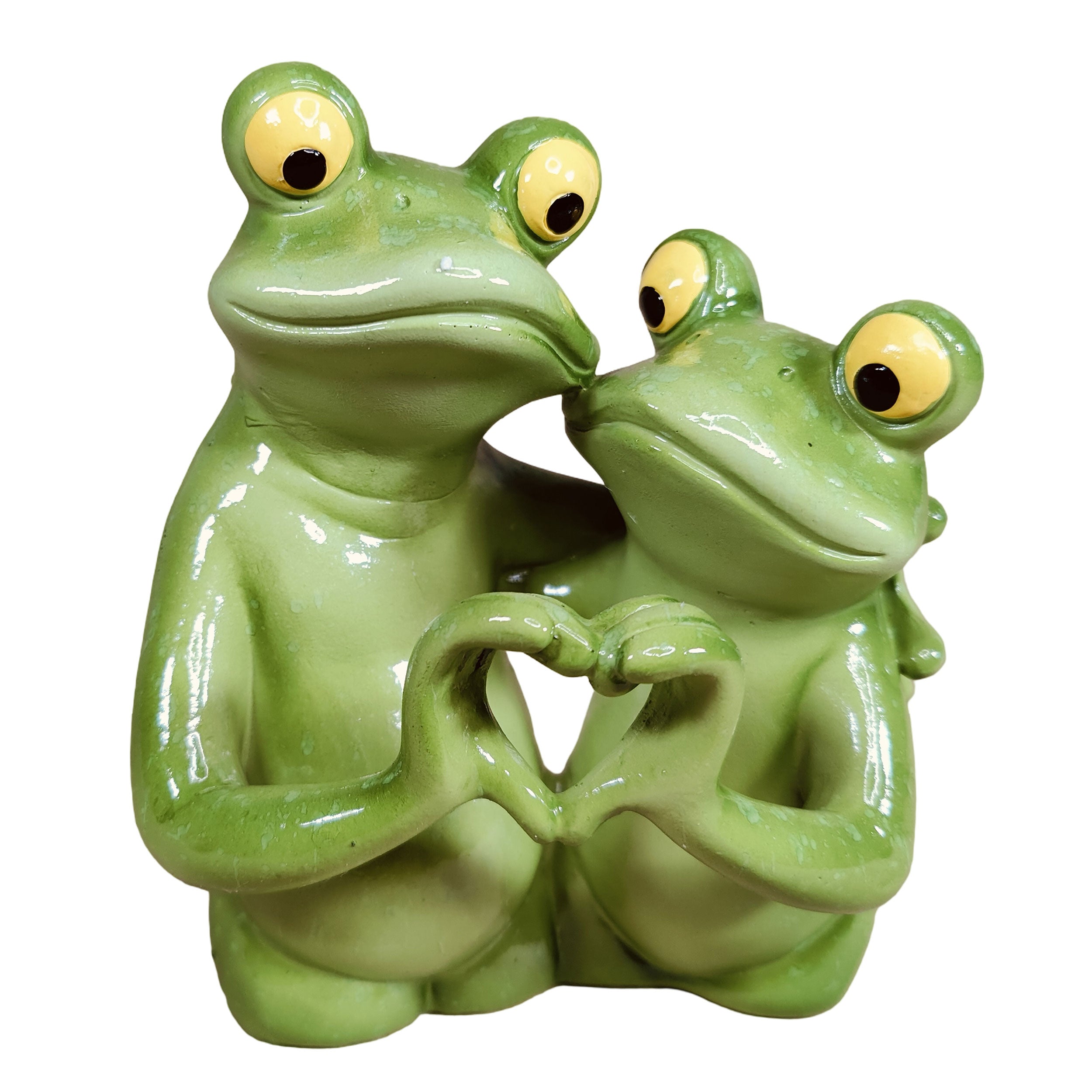 Frosch Figur mit Herzhand - Frosch Dekofigur als Deko Frosch für Garten, Balkon & Terrasse