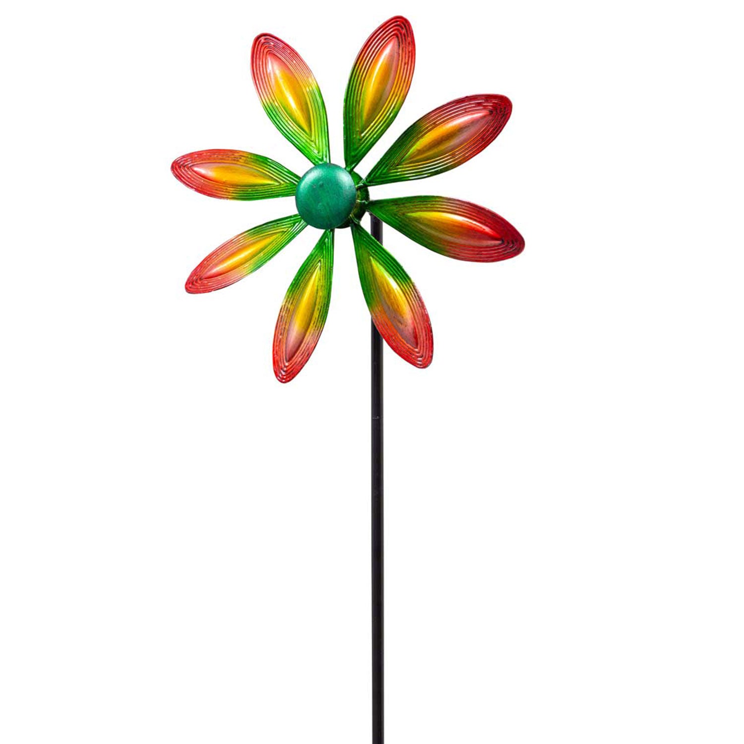 Kinetic Art Metall Windrad Single Flower Multi-Color Windspiel Metall Garten Windrad stehend