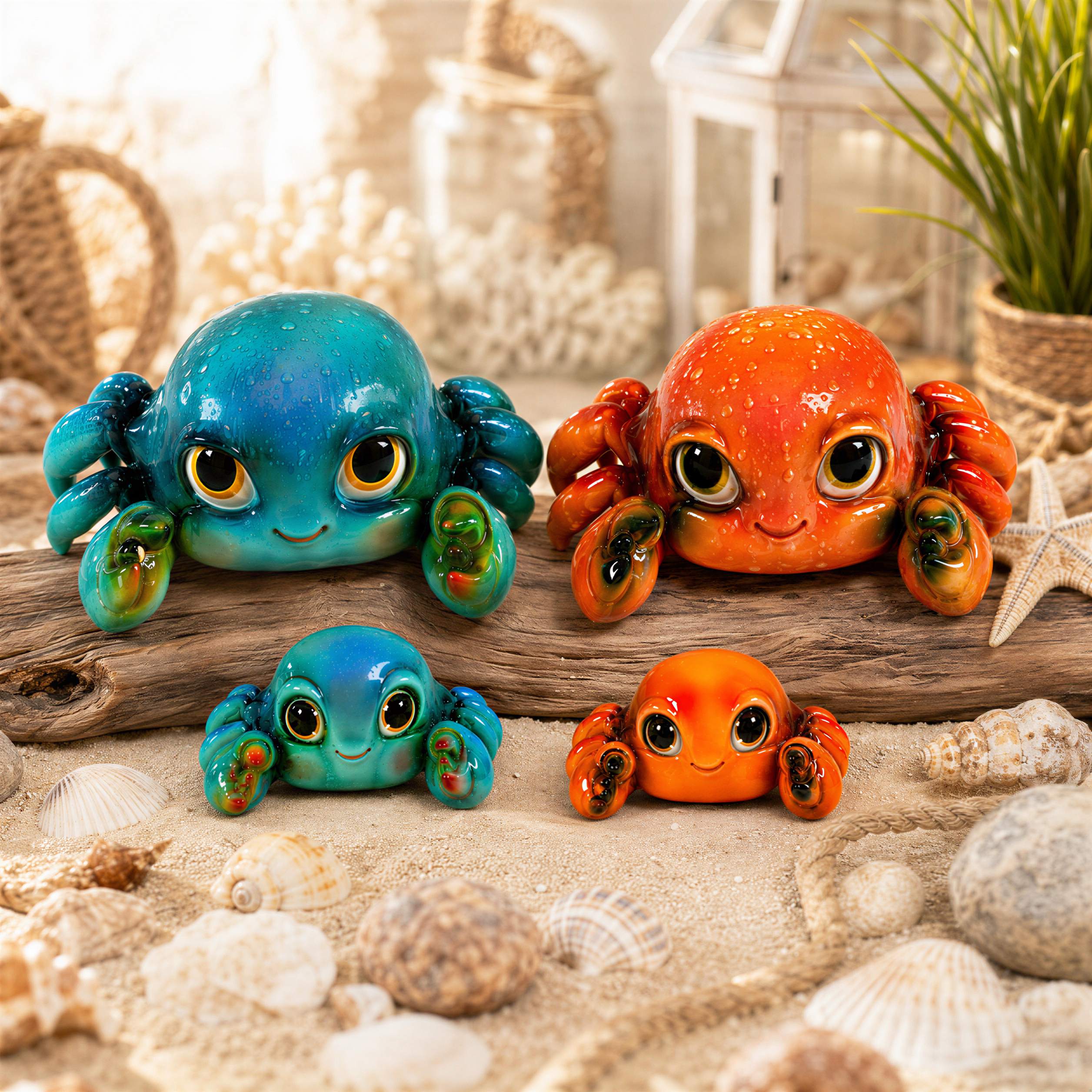 GlossiBande Krabbe Figur glänzend Deko Krabbe groß oder klein in Blau und Orange