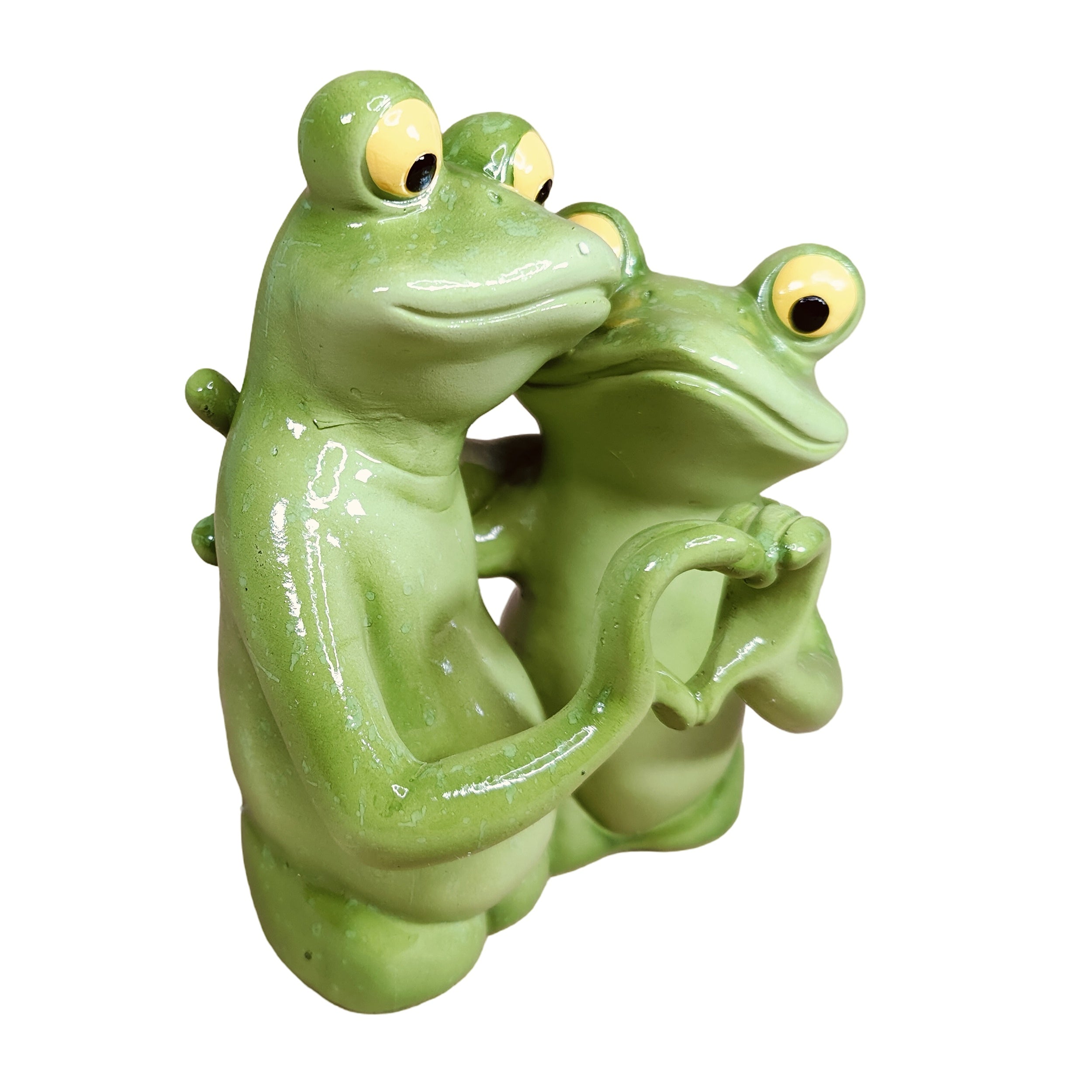 Frosch Figur mit Herzhand - Frosch Dekofigur als Deko Frosch für Garten, Balkon & Terrasse