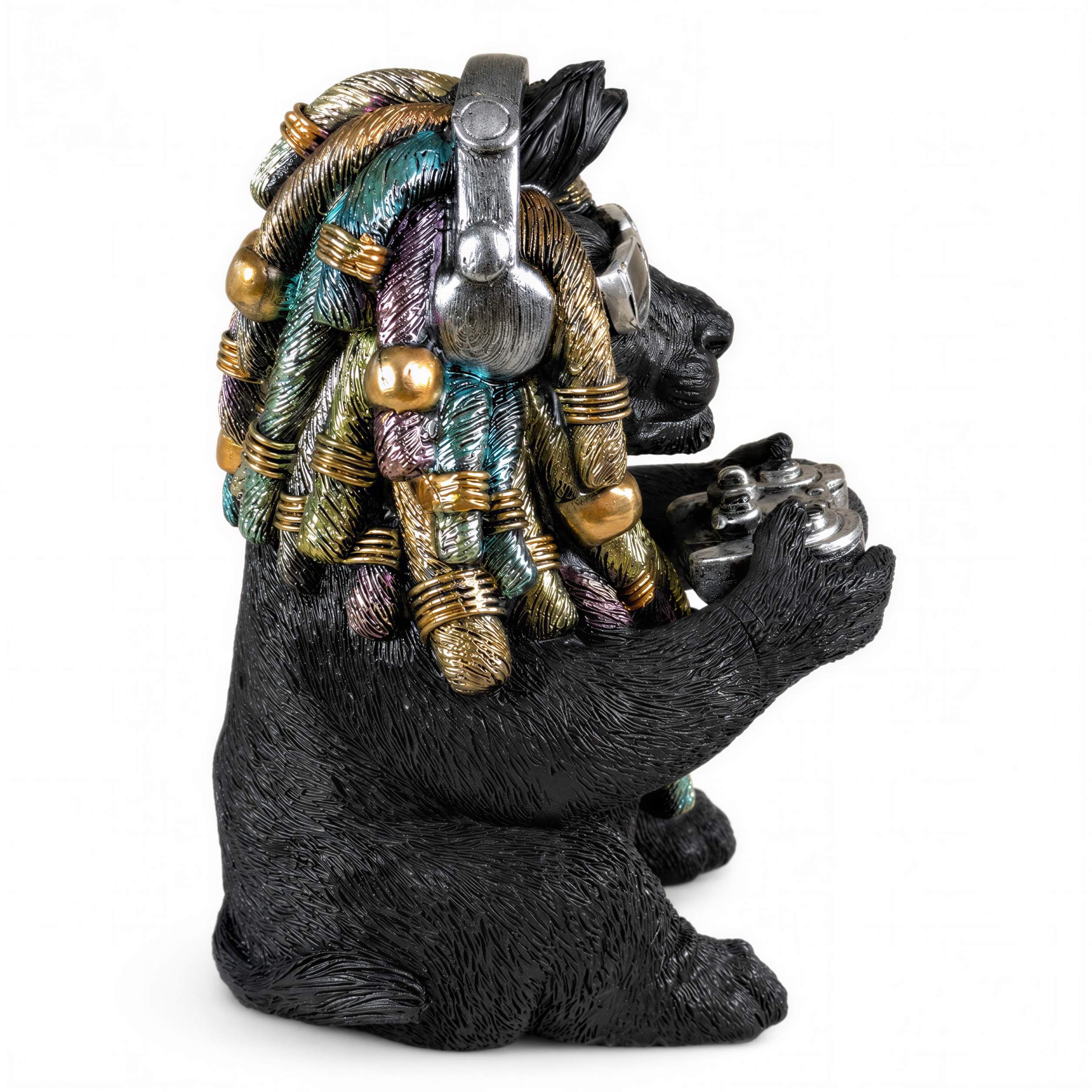 Löwe Figur Urban Royals mit Dreadlocks Controller Kopfhörer Geschenk für Gamer