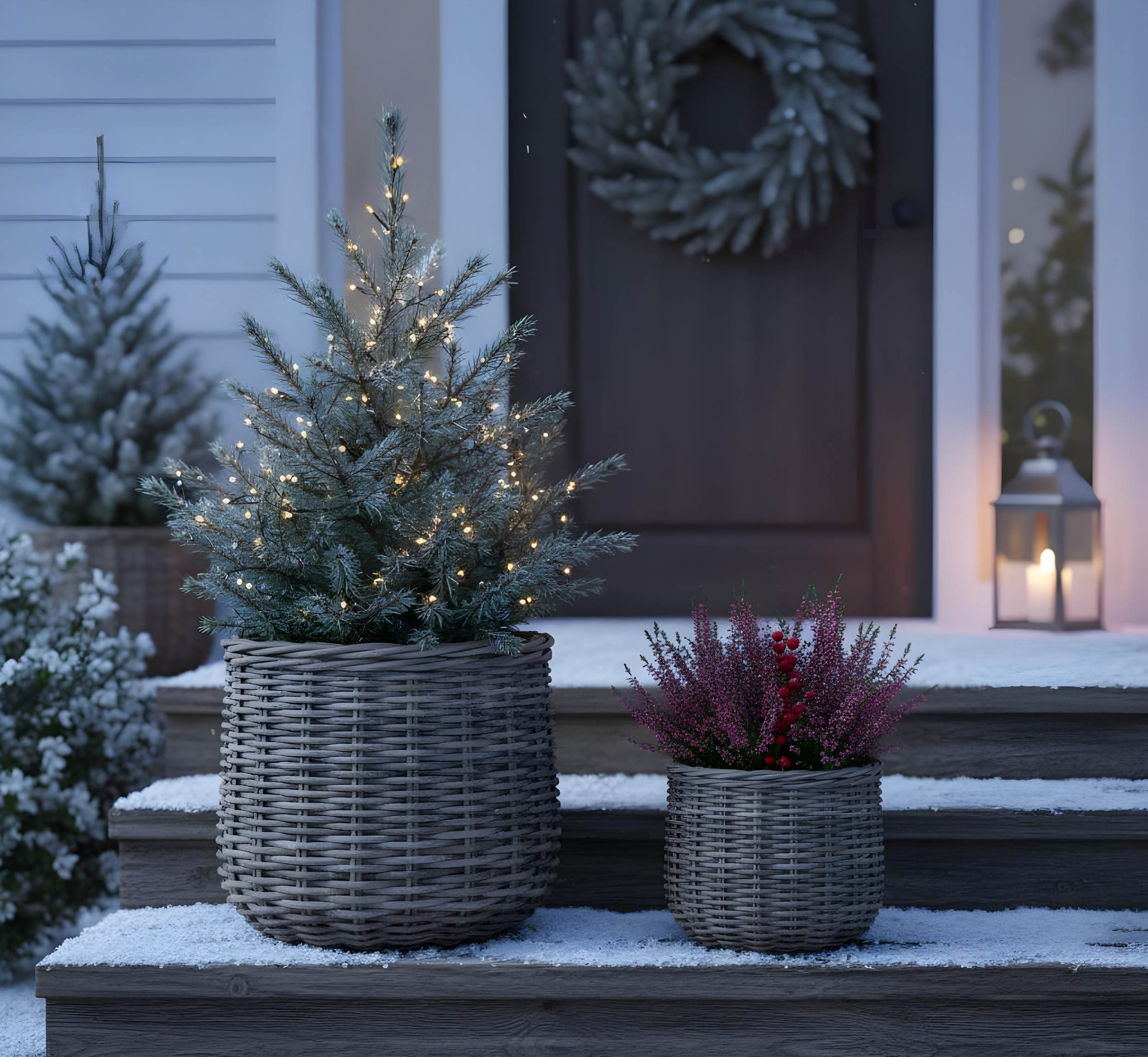Weidekorb Set 2-tlg. – Pflanzkorb Rattan, kleiner Weidenkorb & geflochtener Korb aus Holz, Aufbewahrungskörbe & Deko
