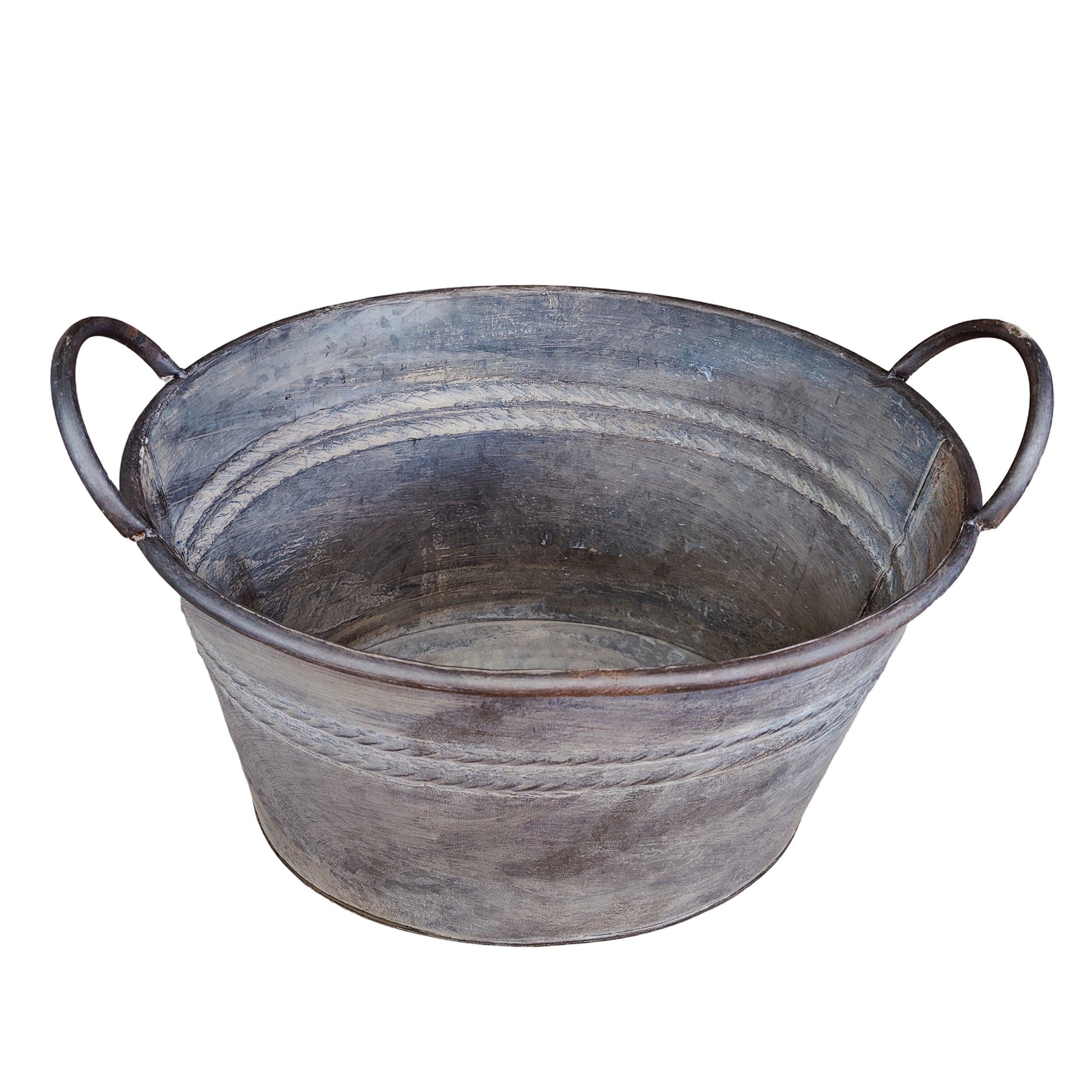 3er Set Zinkwanne oval verzinkt - Pflanzwanne Metall für Garten, Terrasse & Deko Blumentopf, Pflanztopf