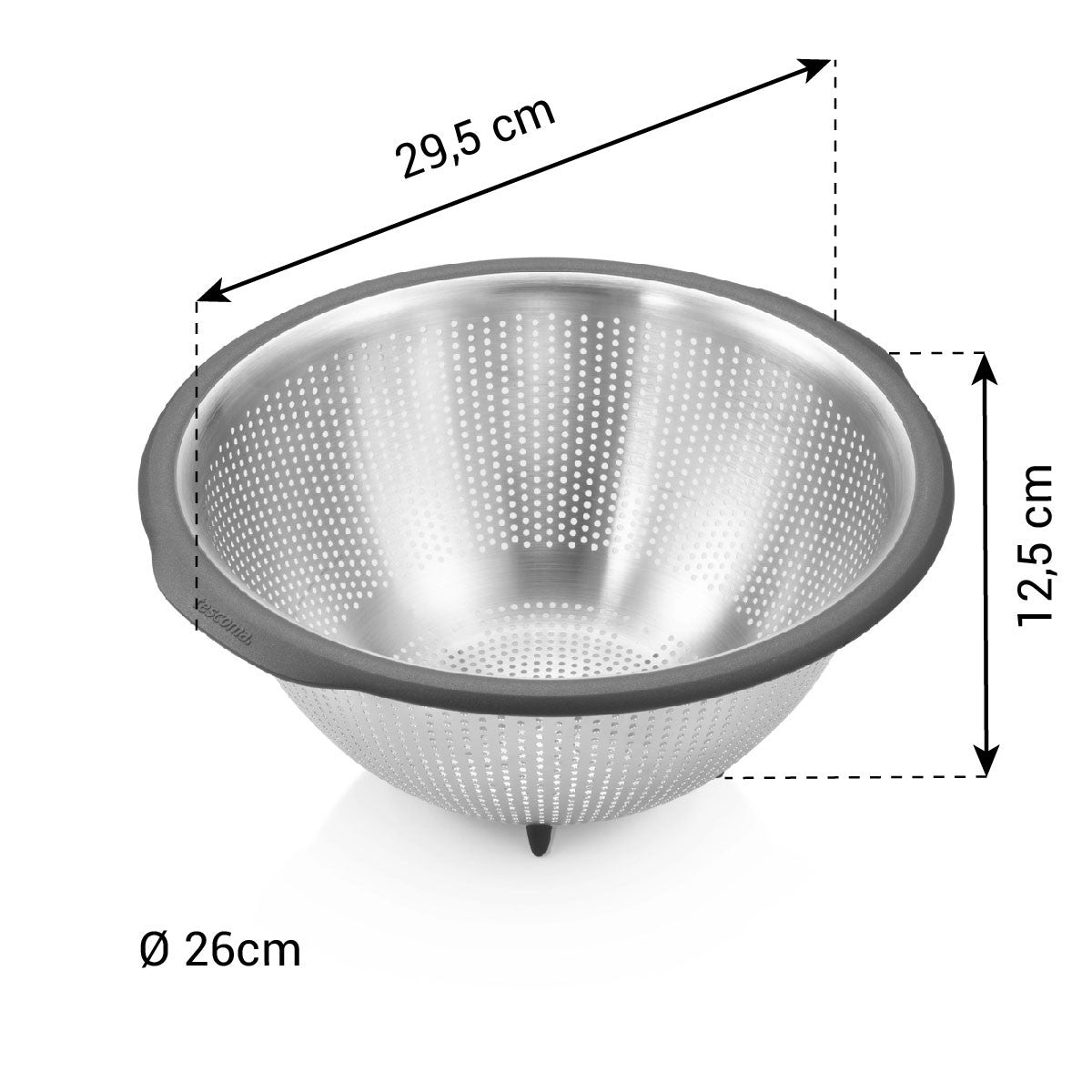 Tescoma Seiher mit breitem Rand GrandCHEF 26 cm – großer Edelstahl-Seiher