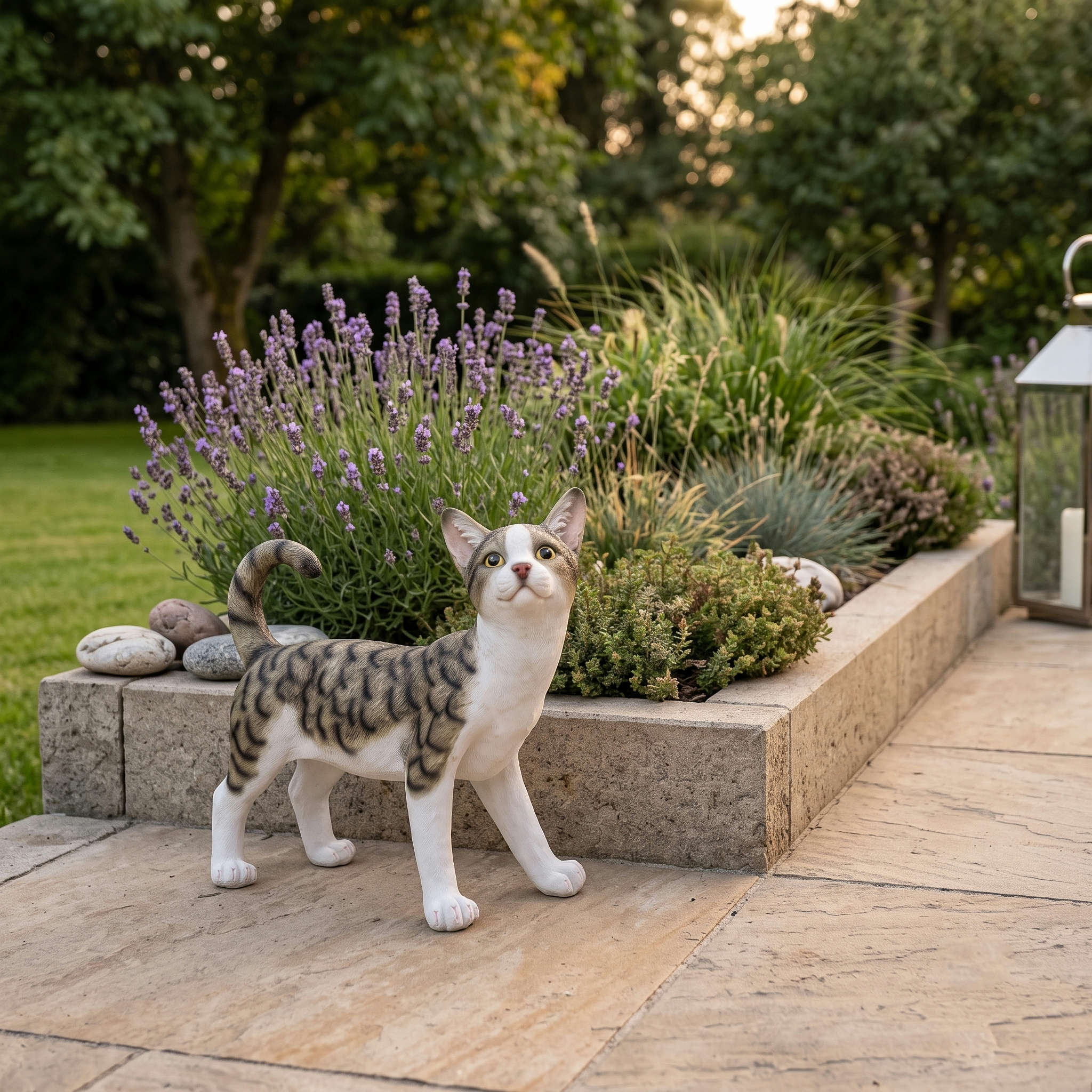 Katzenfigur Murli lebensechte Katze Katzen Deko Garten Katzenfigur Garten