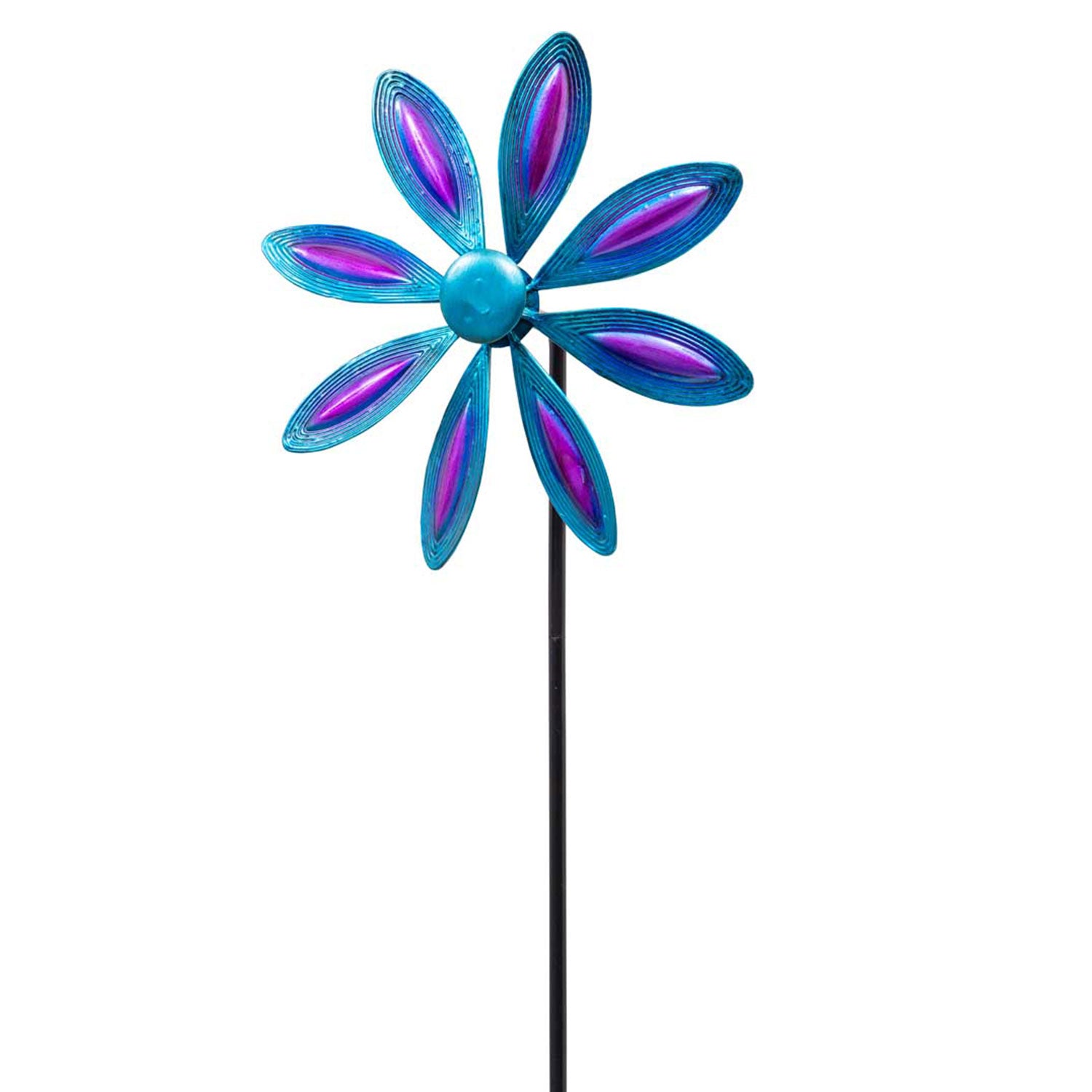 Kinetic Art Metall Windrad Single Flower Purple-Blue Windspiel Metall Garten Windrad stehend
