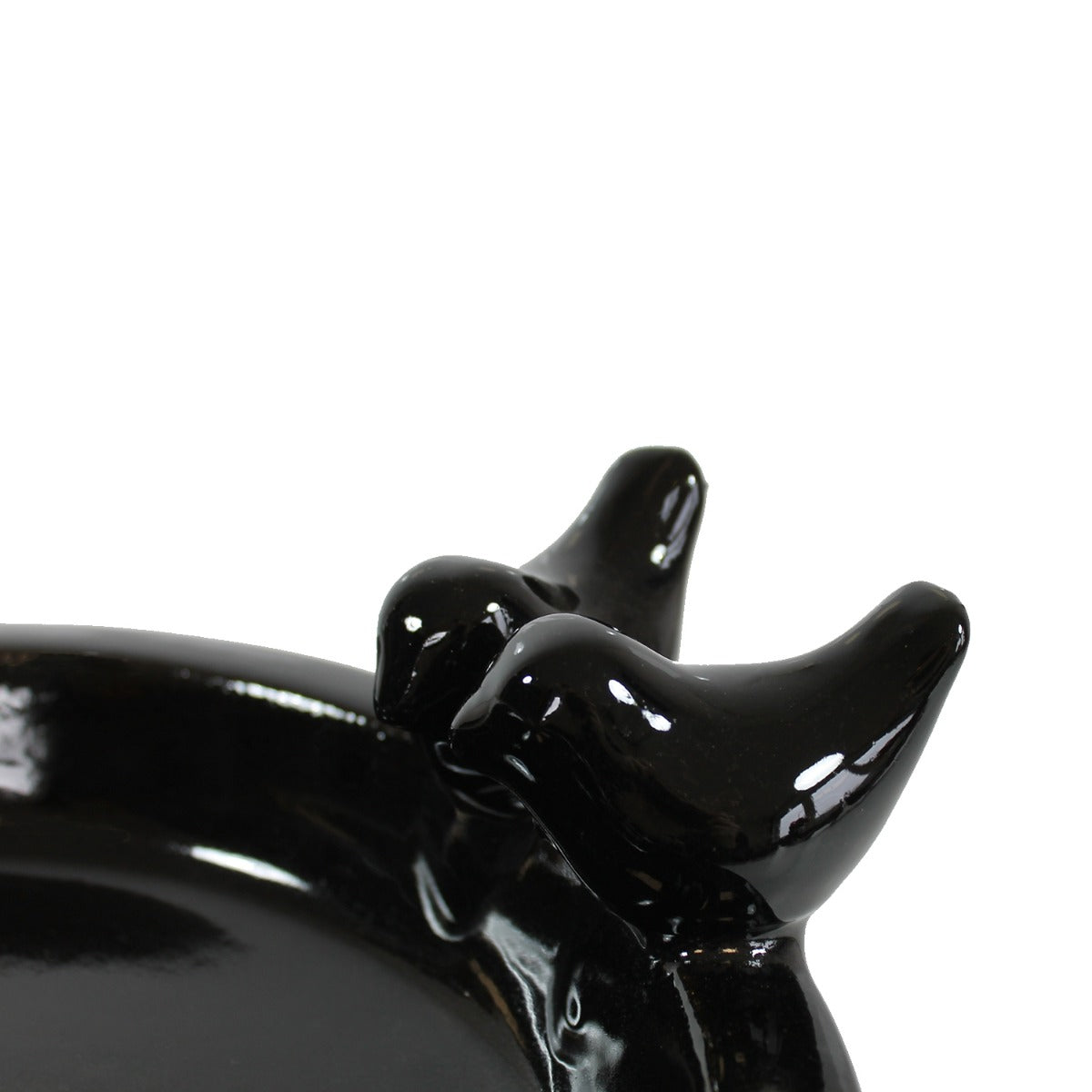 glasierte Vogeltränke für den Garten "Noble" mit 2 Deko-Vögel, 30 cm schwarz glänzend Keramik Vogeltränke rund Vogelbad Garten